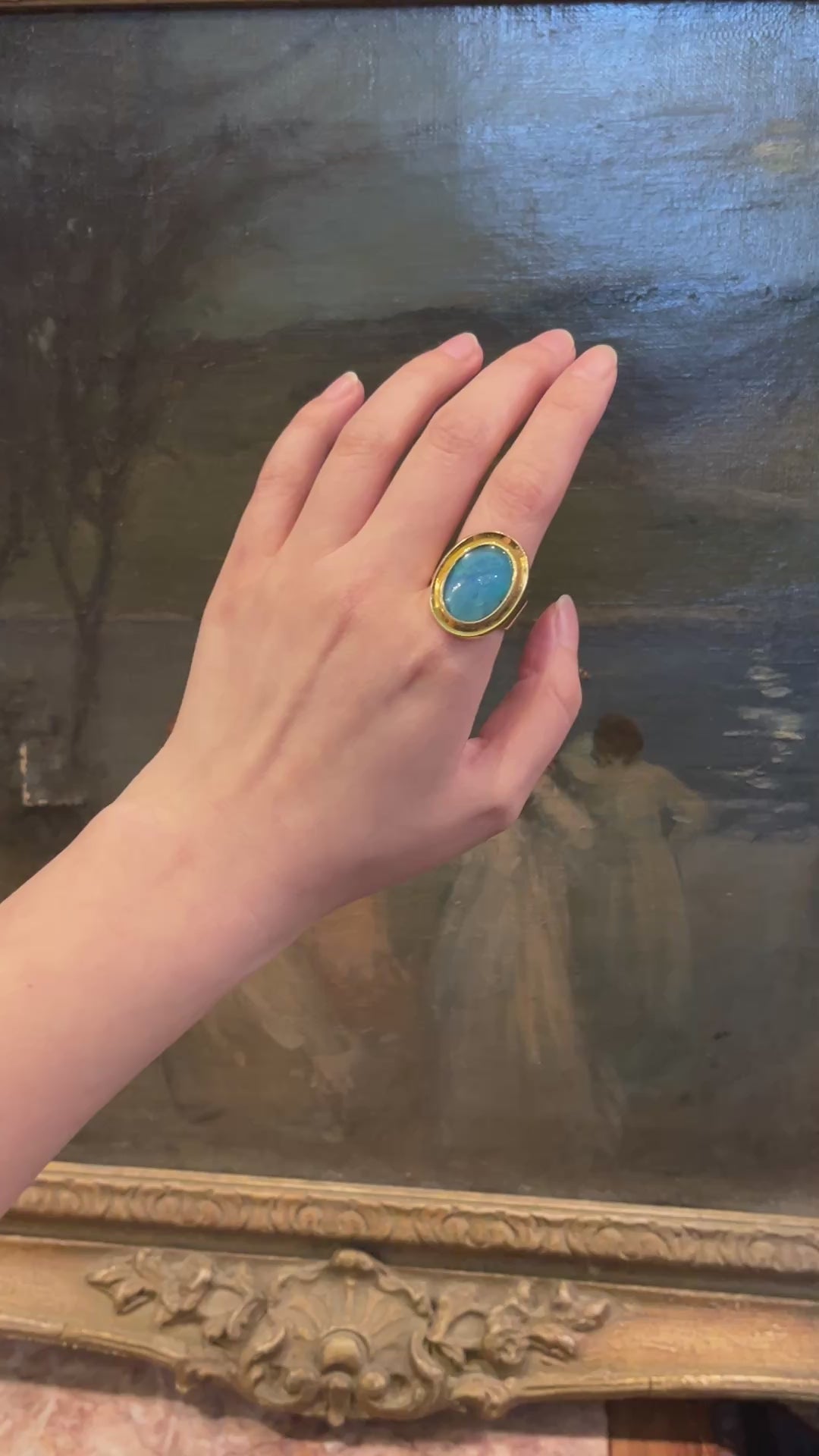Vintage 18K Gold Opal Cabochon Ring