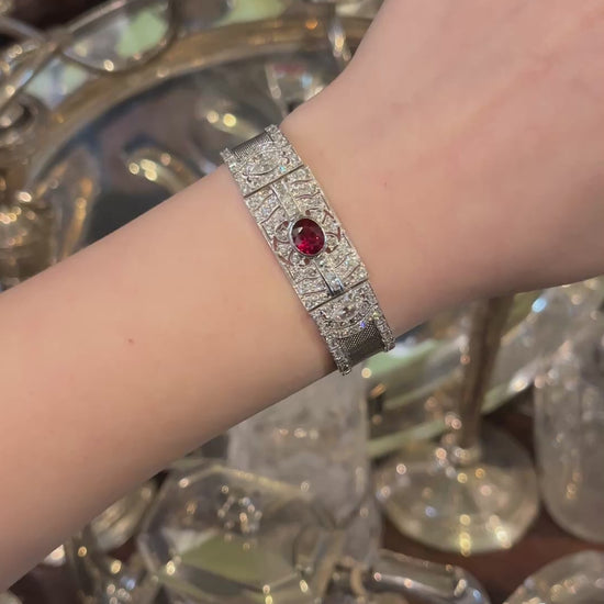 Art Deco Platinum Ruby Diamond Bracelet