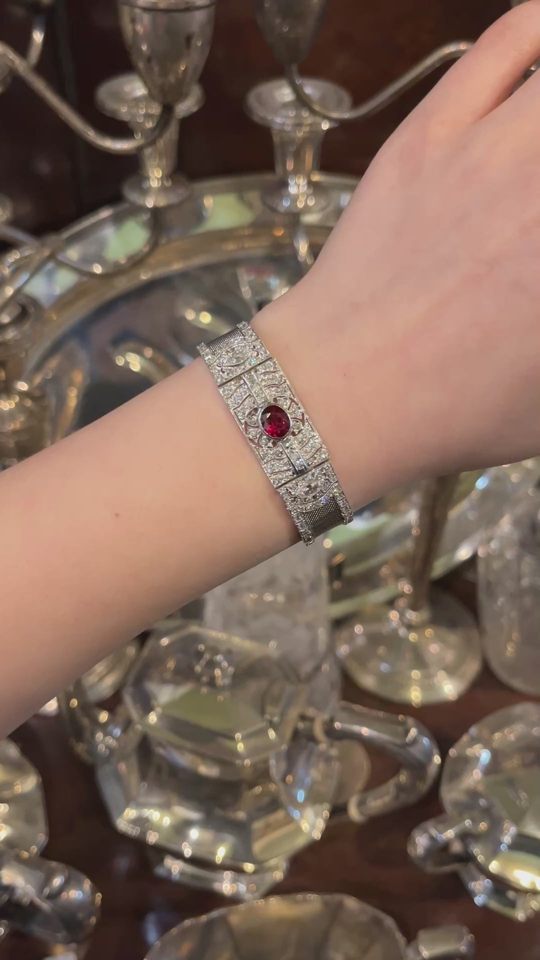 Art Deco Platinum Ruby Diamond Bracelet