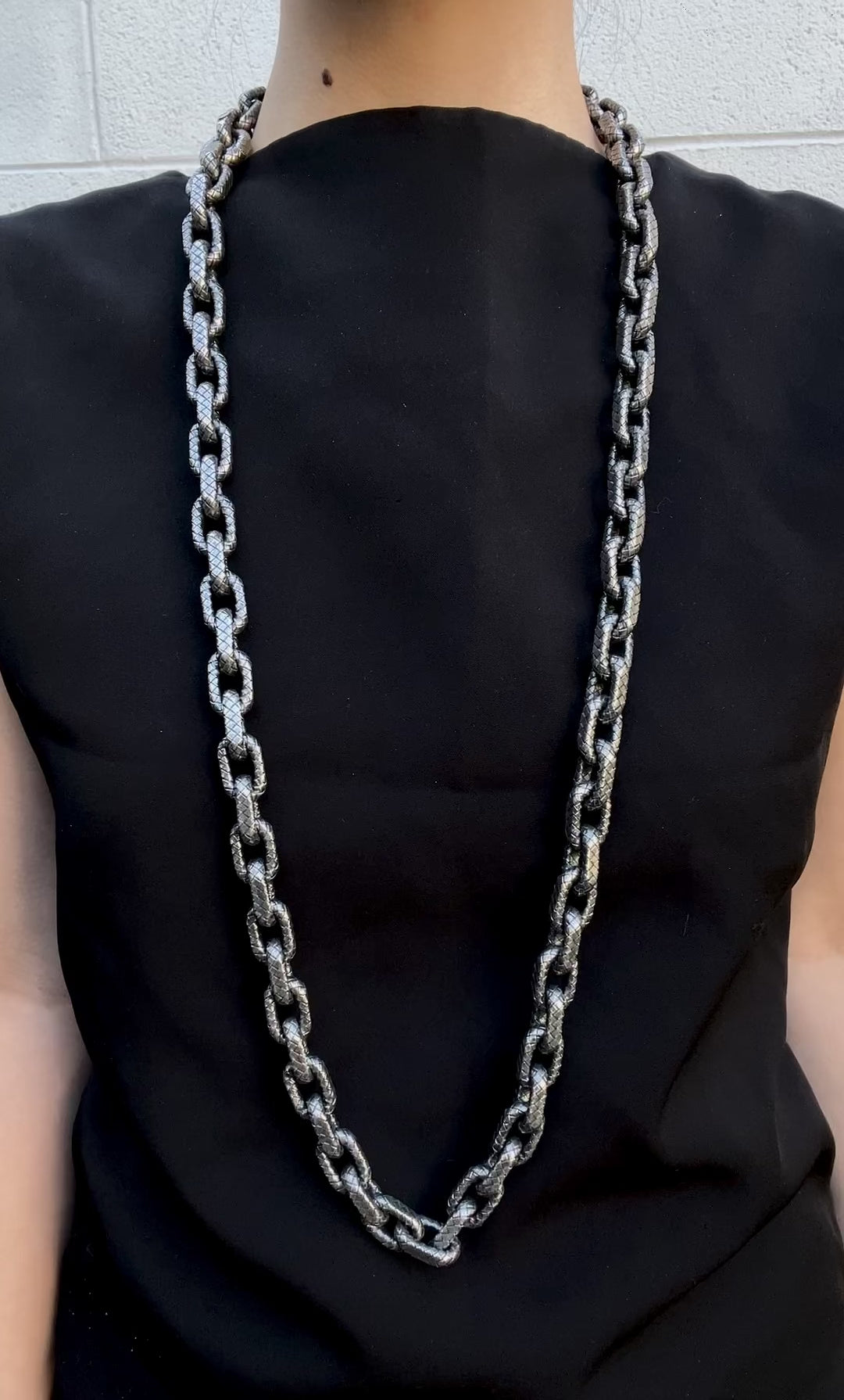 Bottega Veneta Sterling Silver Weave Chunky Chain Necklace