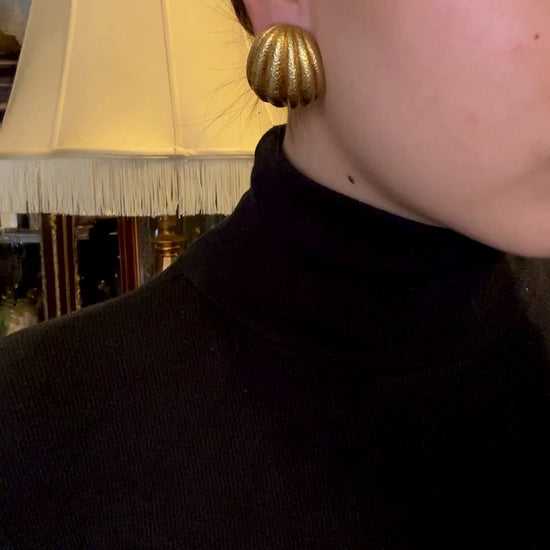 David Webb 18K Gold Hammered Finish Bombe Earrings