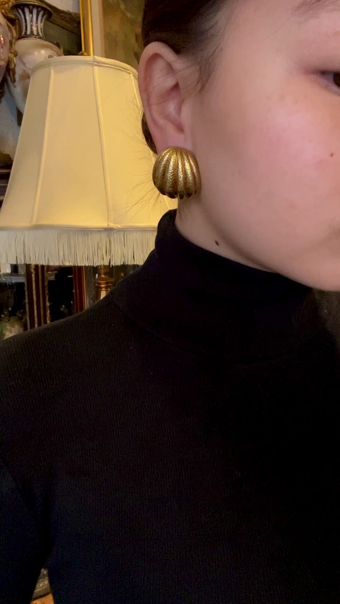 David Webb 18K Gold Hammered Finish Bombe Earrings