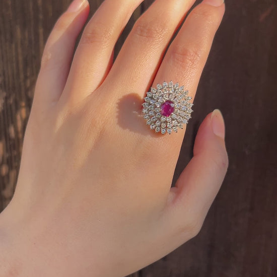 Platinum Diamonds Ruby Ring