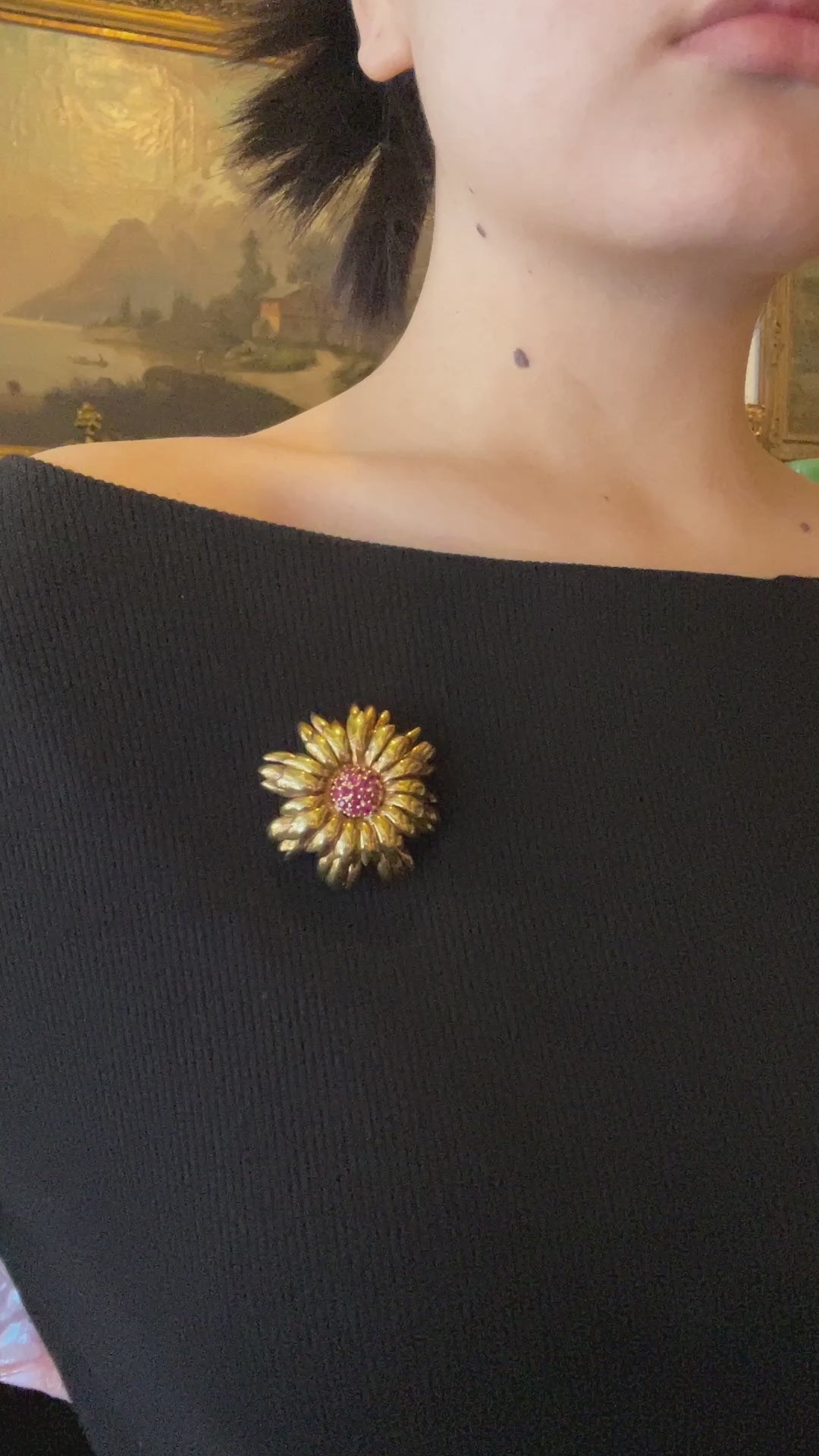 Tiffany & Co. 18K Ruby Flower Brooch