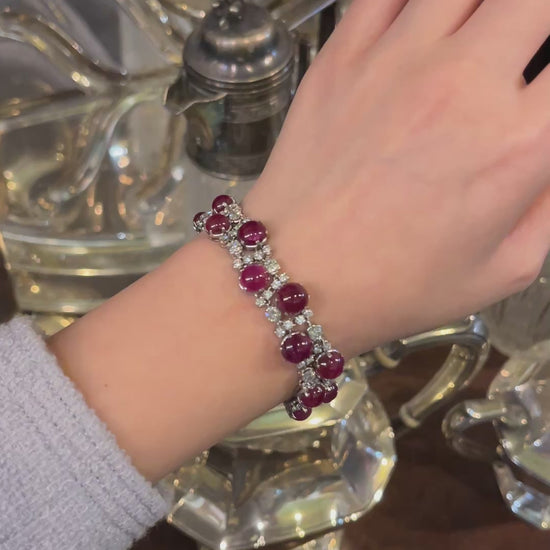 Platinum Diamond Ruby Bracelet