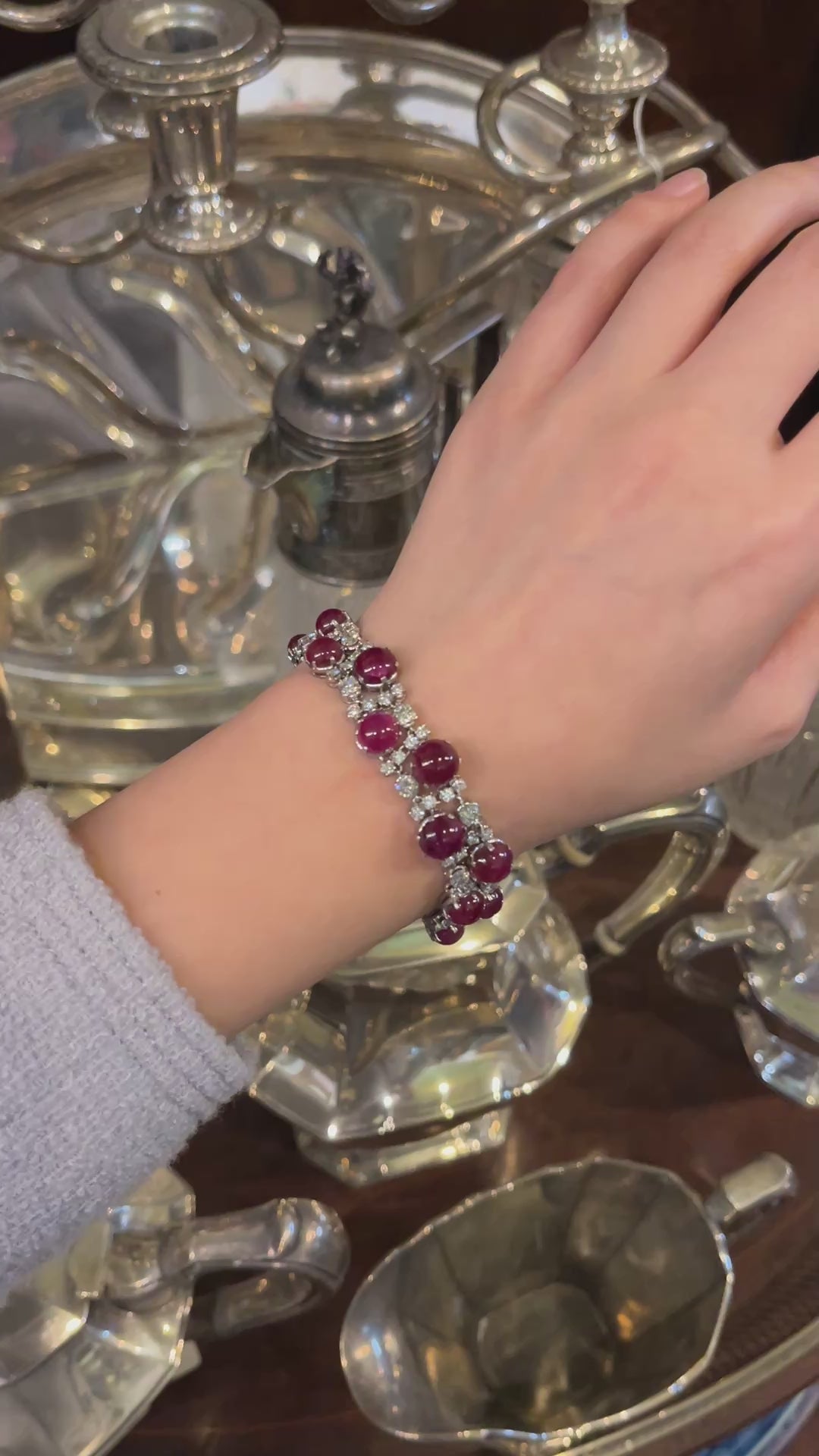 Platinum Diamond Ruby Bracelet