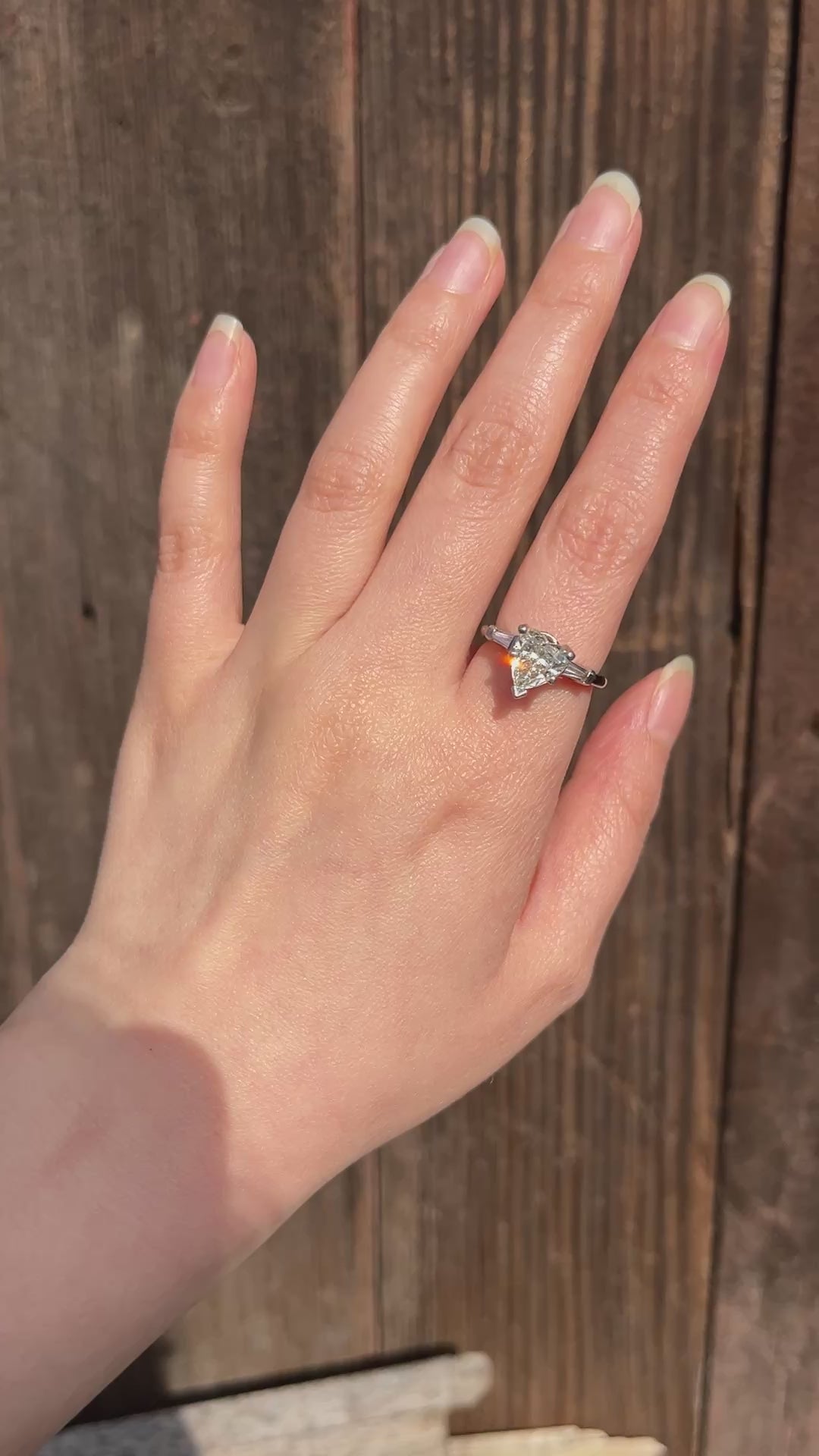 Vintage Platinum Heart Shape Diamond Ring