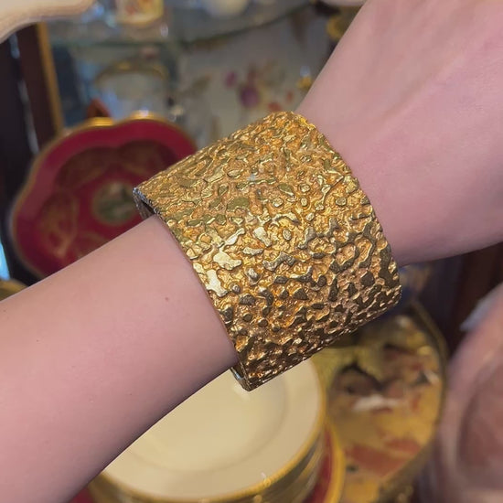 Vintage KJL Gold Tone Textured Bracelet