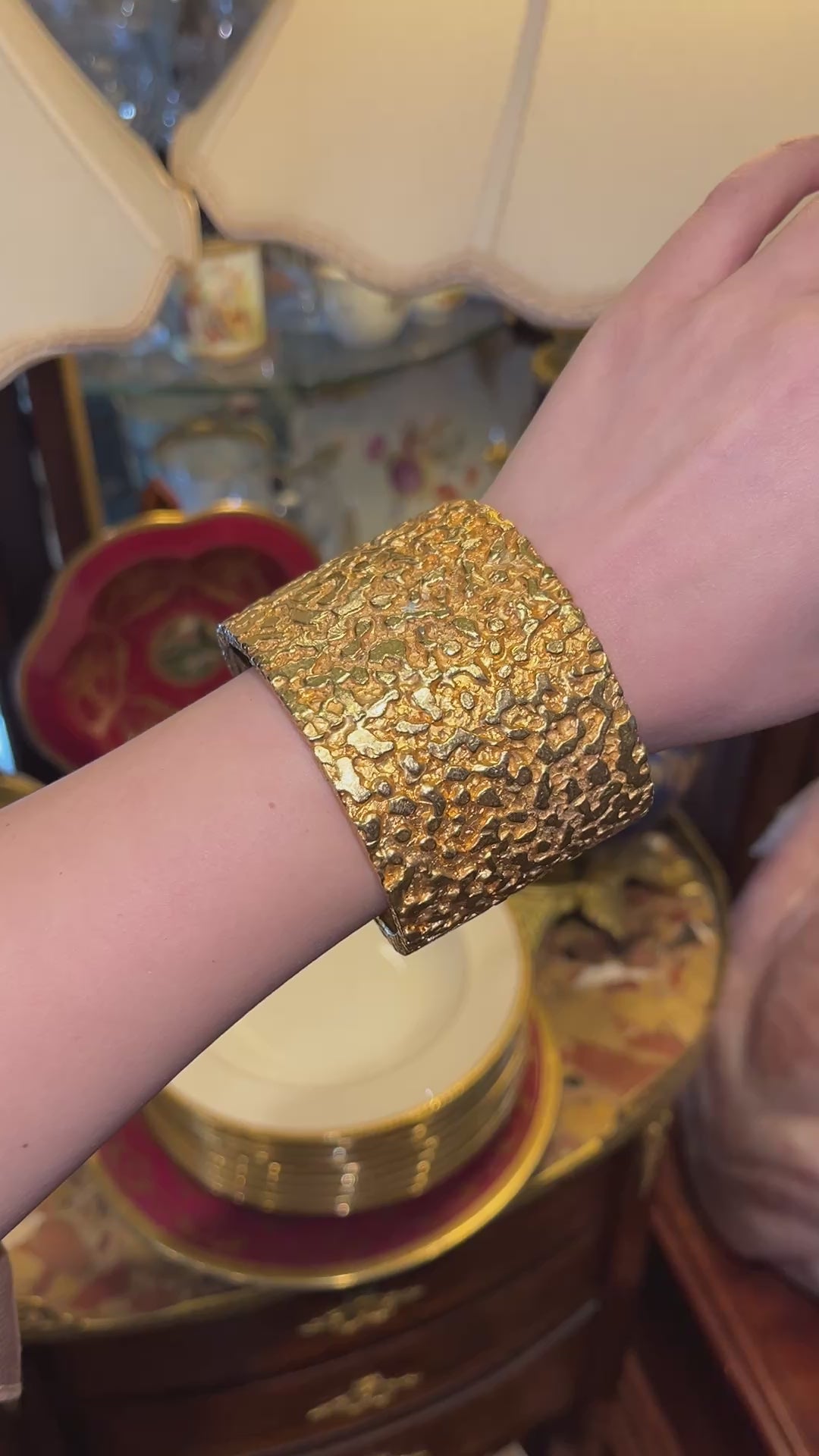 Vintage KJL Gold Tone Textured Bracelet