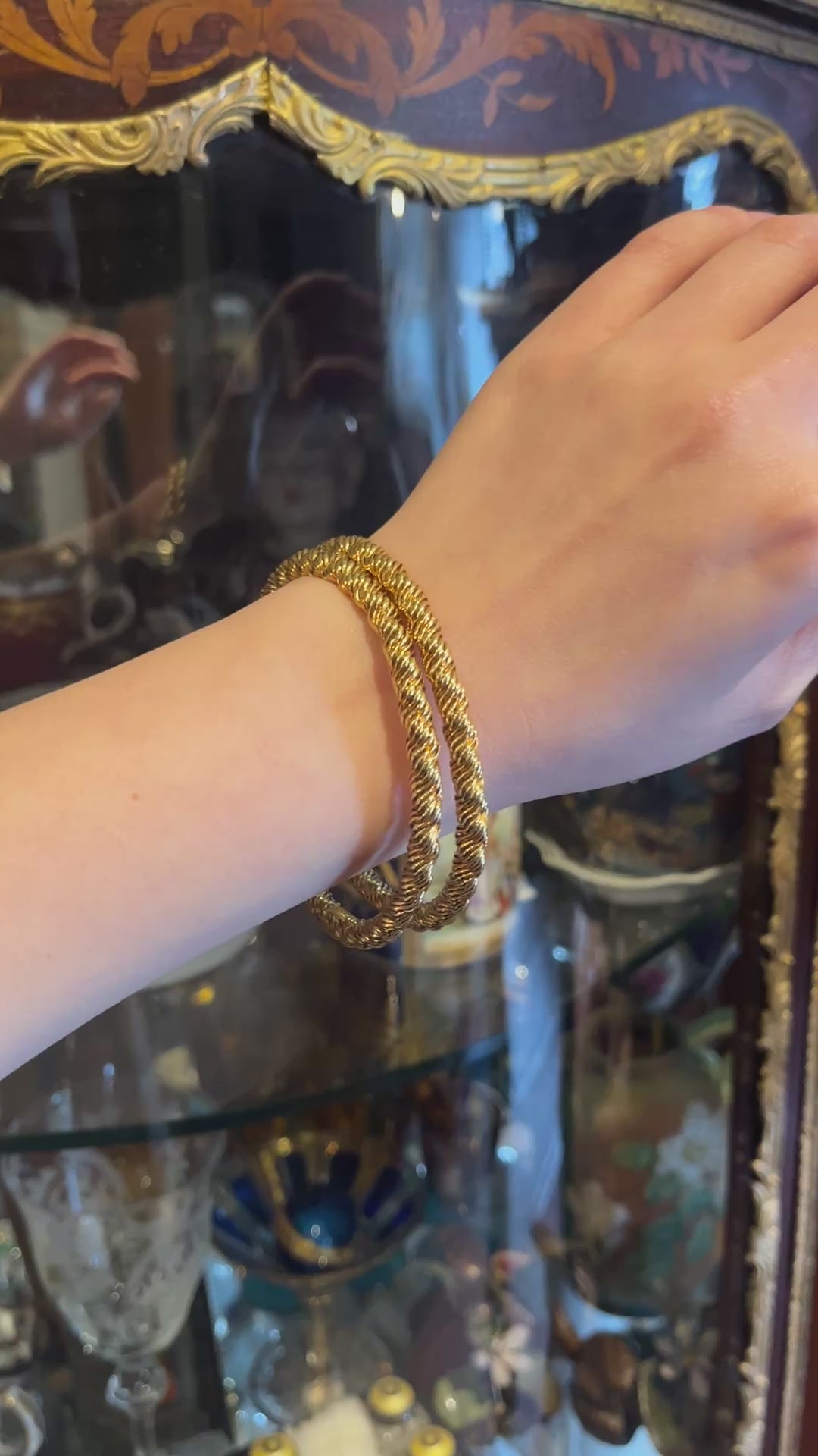 Pair of Vintage Tiffany & Co. 18K Gold Twist Rope Bangles