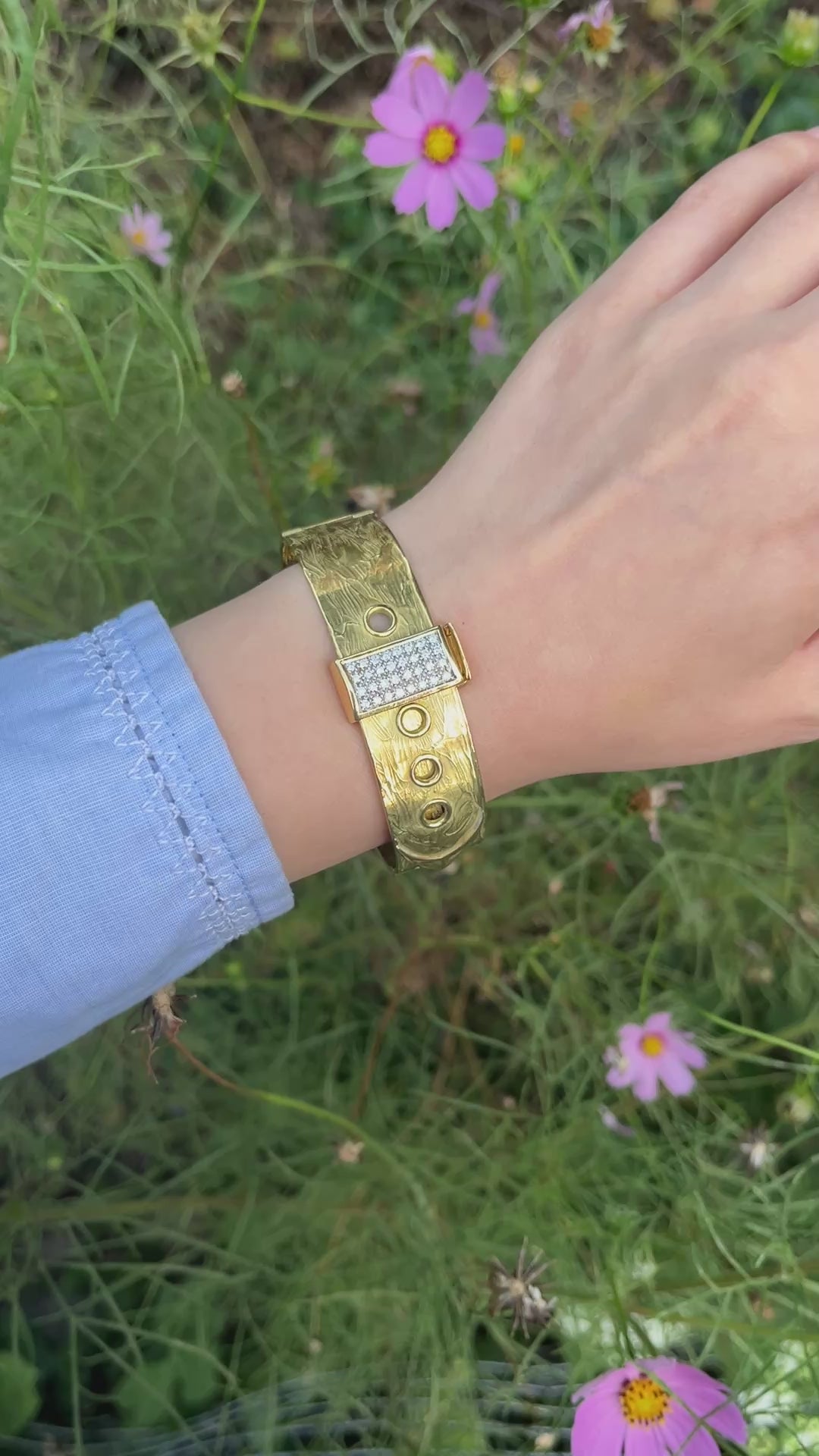 Zero by Torrini 18K Gold & Diamond Belt Form Bracelet