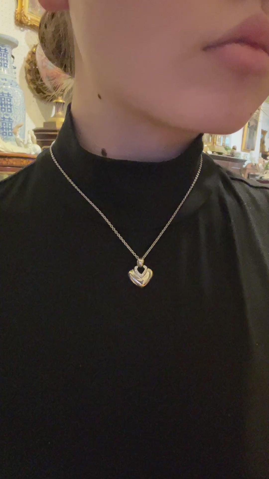 BVLGARI 18K White Gold Heart Shape Pendant Necklace