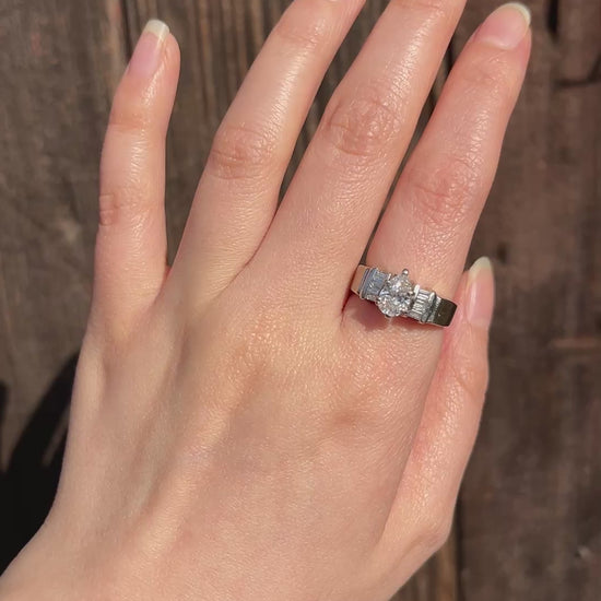 Vintage 14K White Gold Pear Shape Diamond Ring