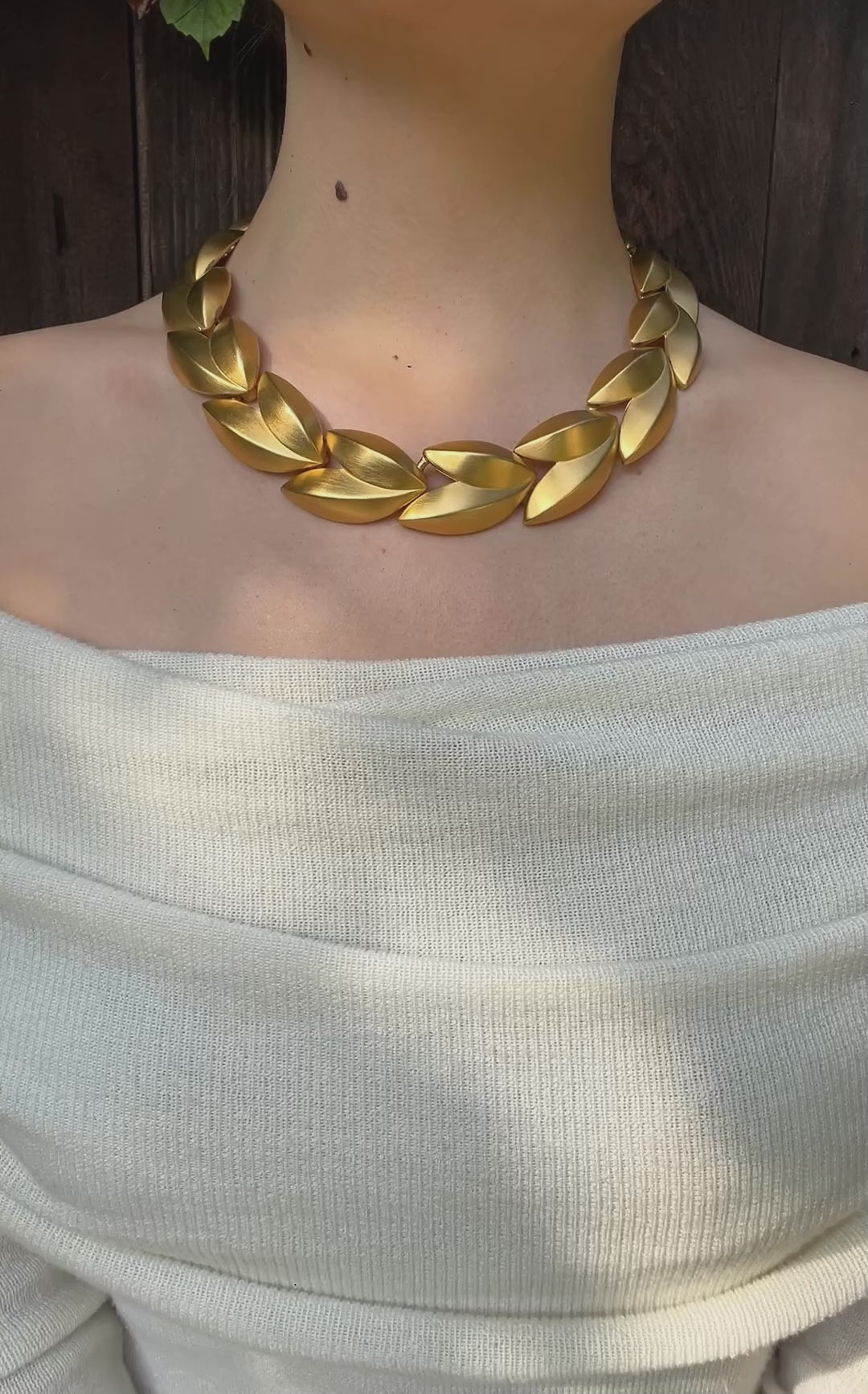 Vintage Givenchy Gold Tone Leafs Collar Necklace