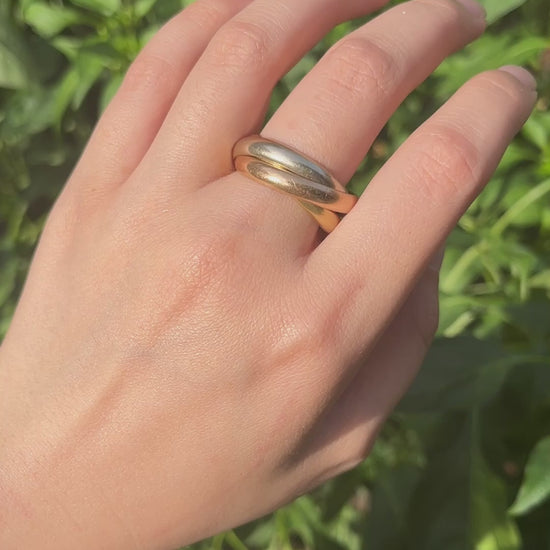 Vintage Cartier 18K White & Rose & Yellow Gold Trinity Ring