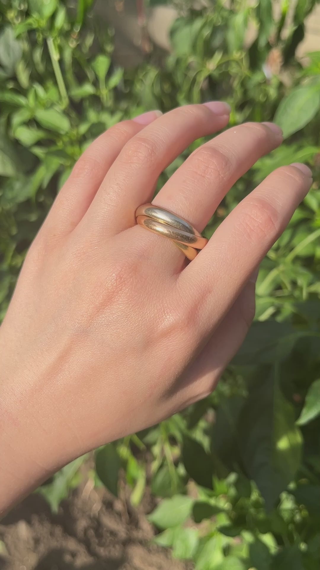 Vintage Cartier 18K White & Rose & Yellow Gold Trinity Ring