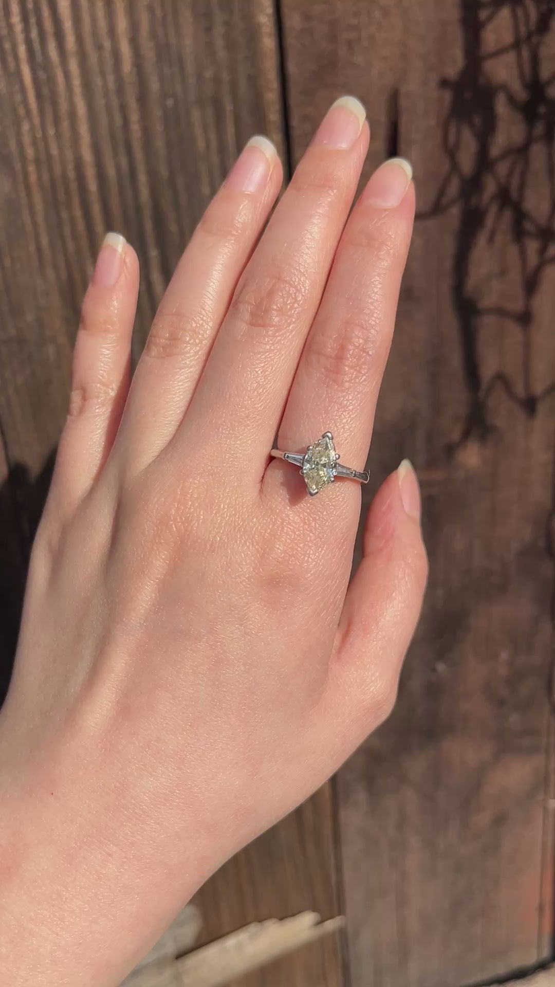 Vintage Platinum Marquise Diamond Ring