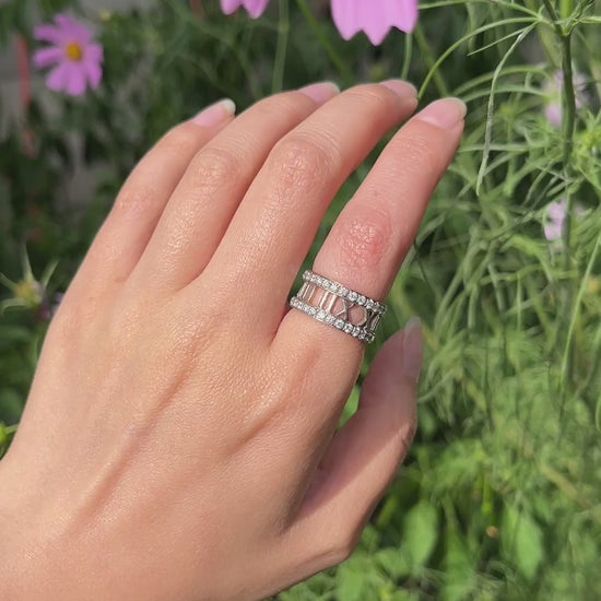 Vintage Tiffany & Co 18K White Gold Diamonds Open Atlas Ring