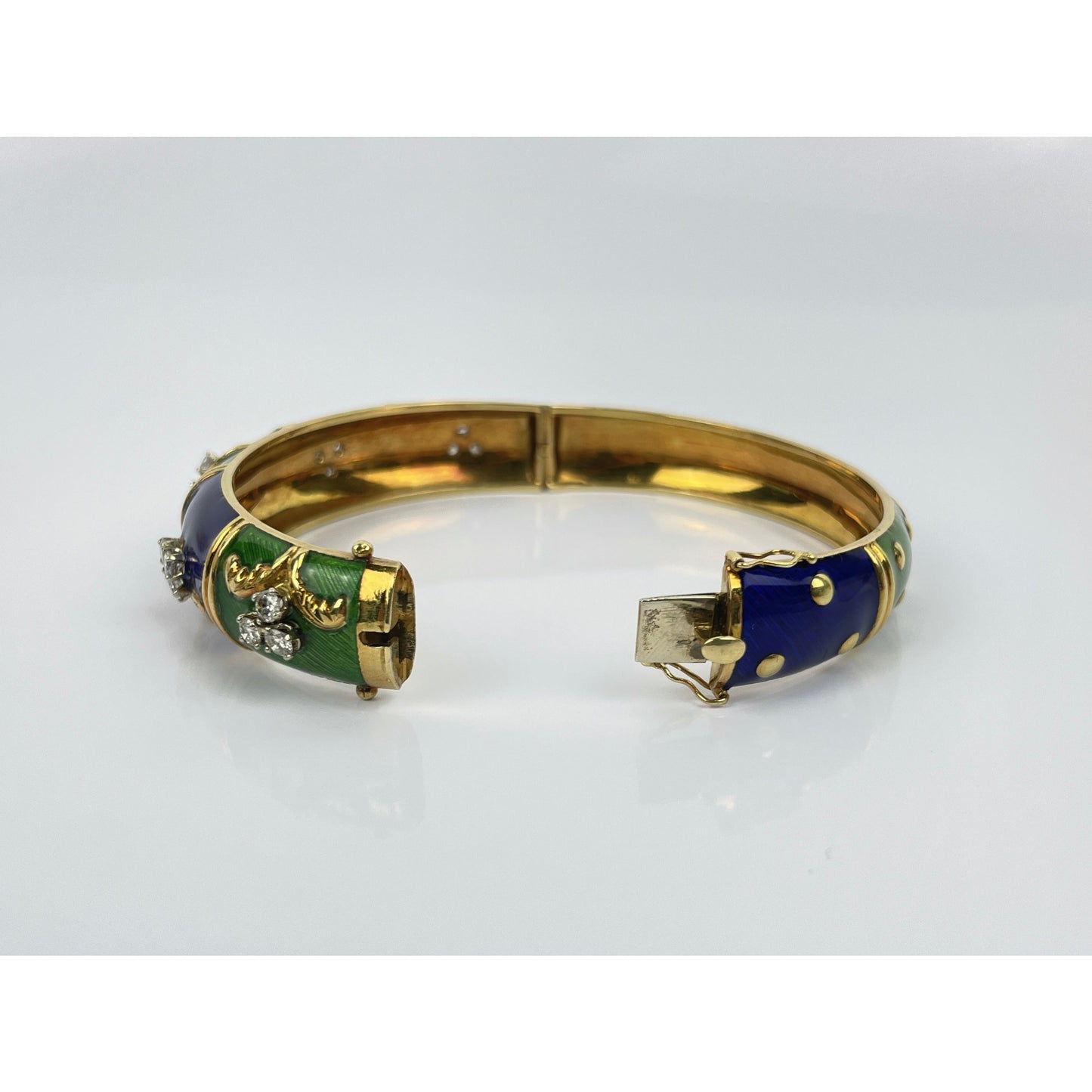 18k Gold Enamel Diamond Cuff Bracelet