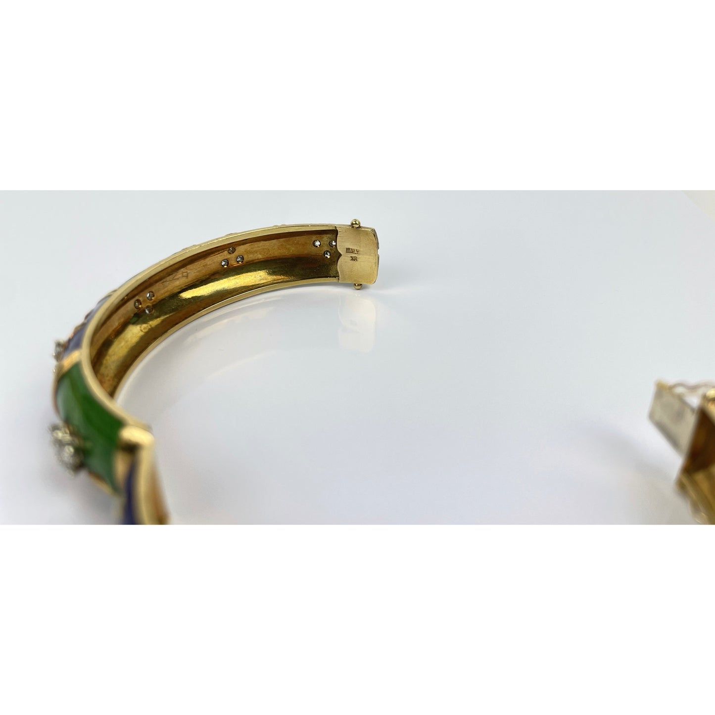 18k Gold Enamel Diamond Cuff Bracelet