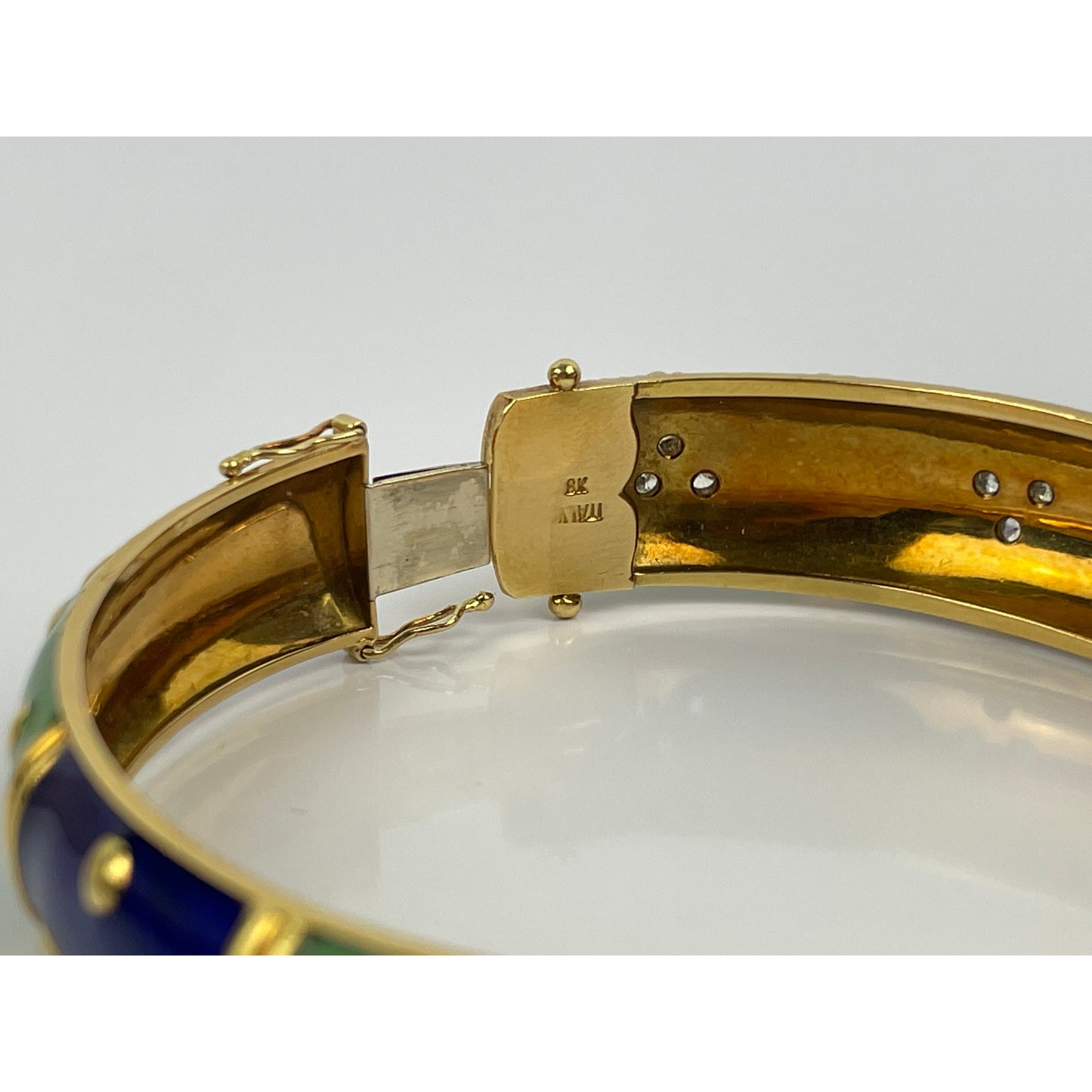 18k Gold Enamel Diamond Cuff Bracelet