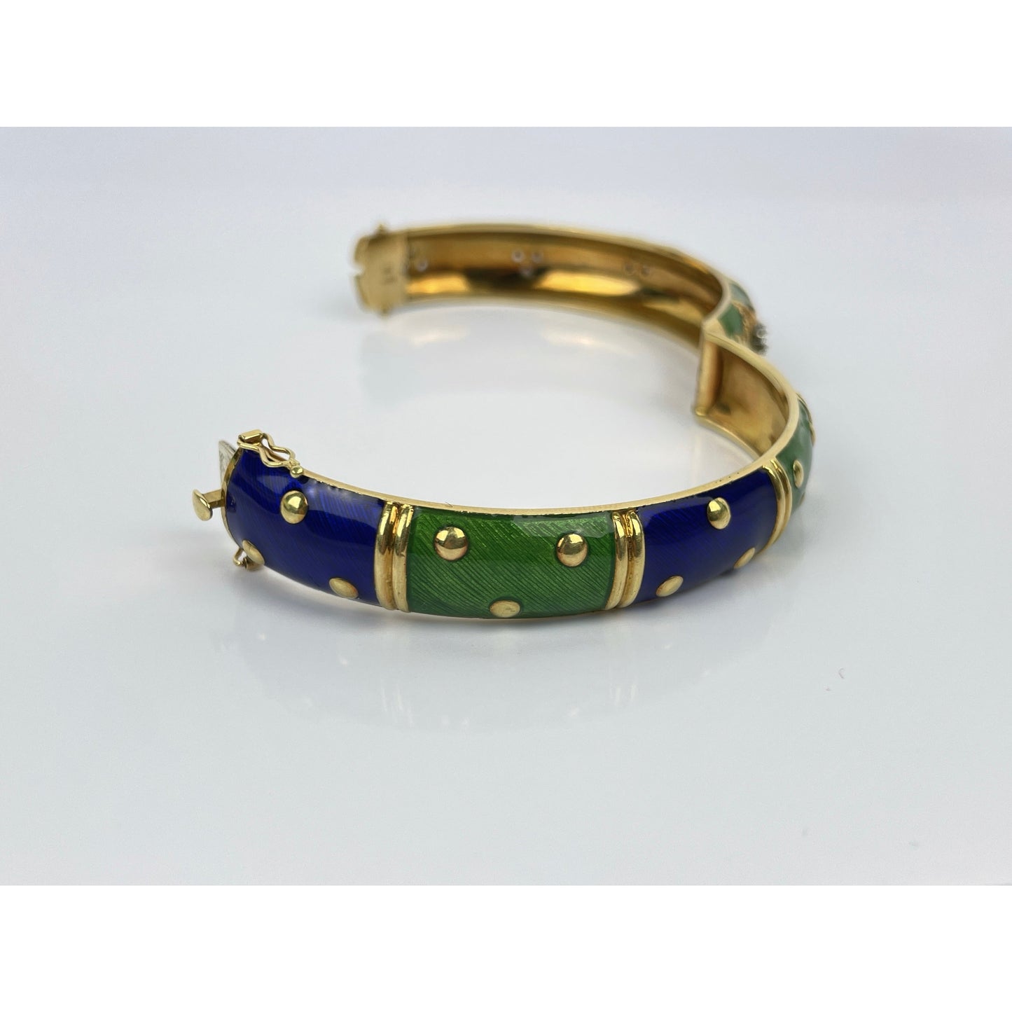 18k Gold Enamel Diamond Cuff Bracelet