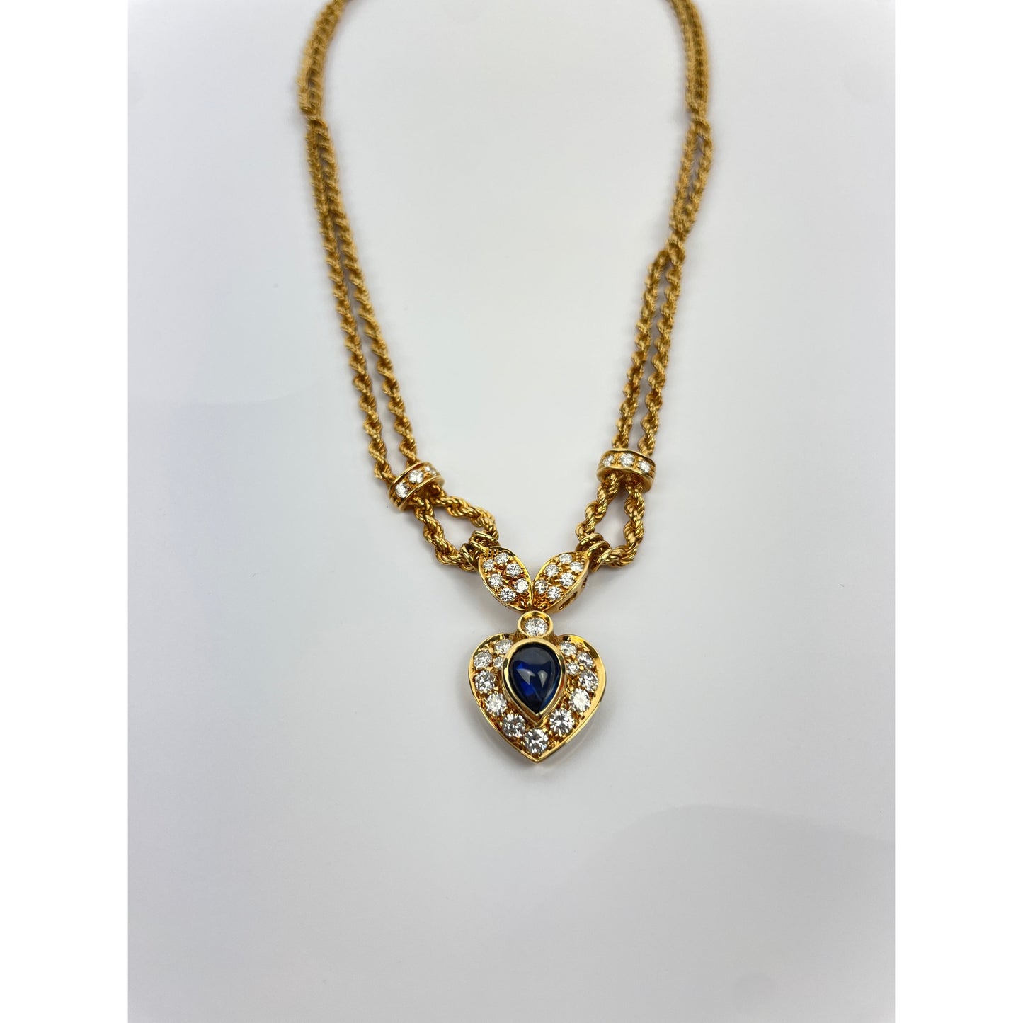 Vintage 18k Gold Diamond Sapphire Necklace