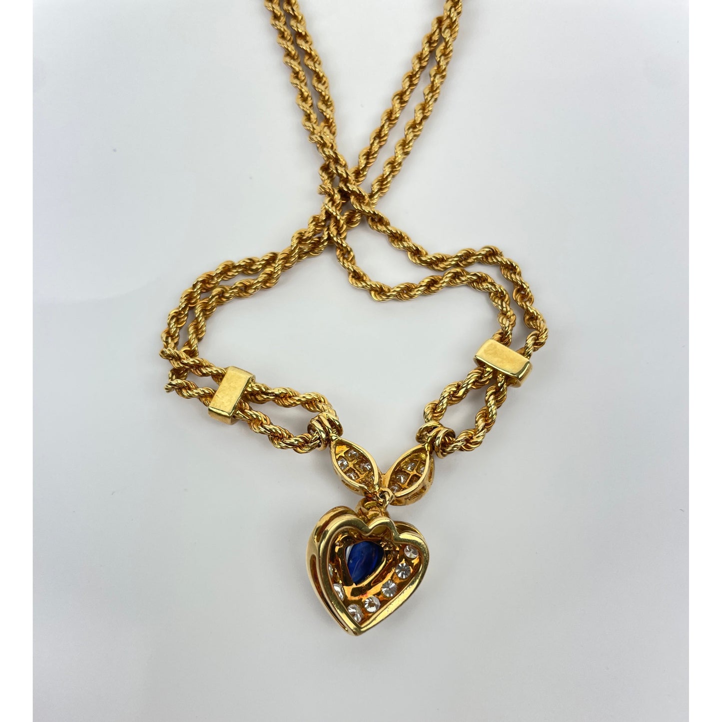 Vintage 18k Gold Diamond Sapphire Necklace