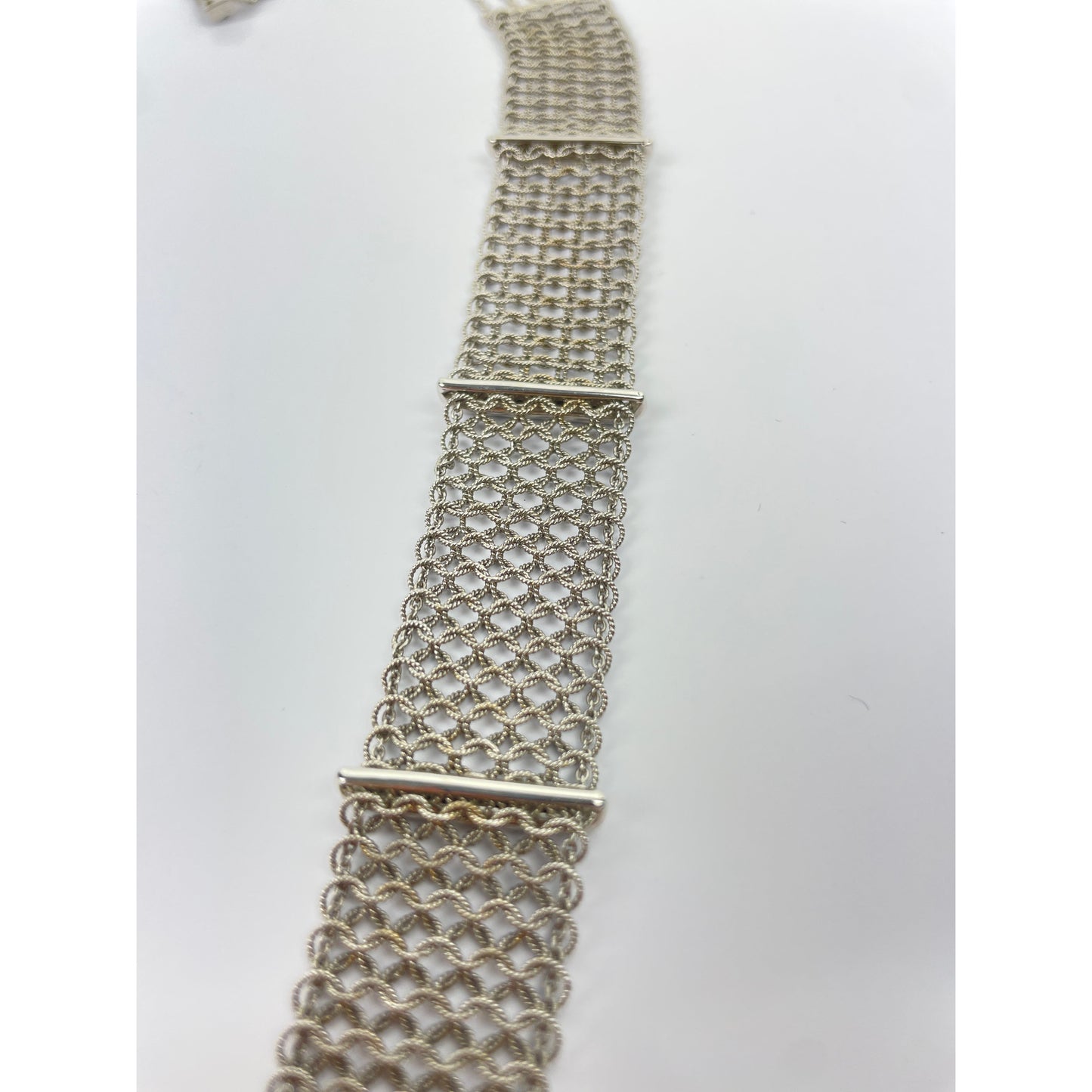 Vintage 18k White Gold Diamond Mesh Choker Necklace