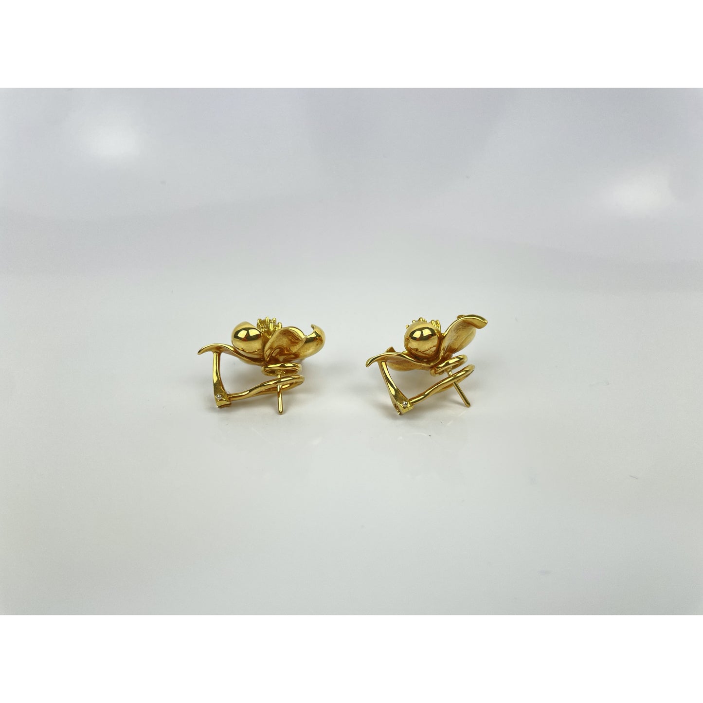 Pair of Tiffany & Co. Classic Collection 18k Gold Diamond Dogwood Flower Earrings