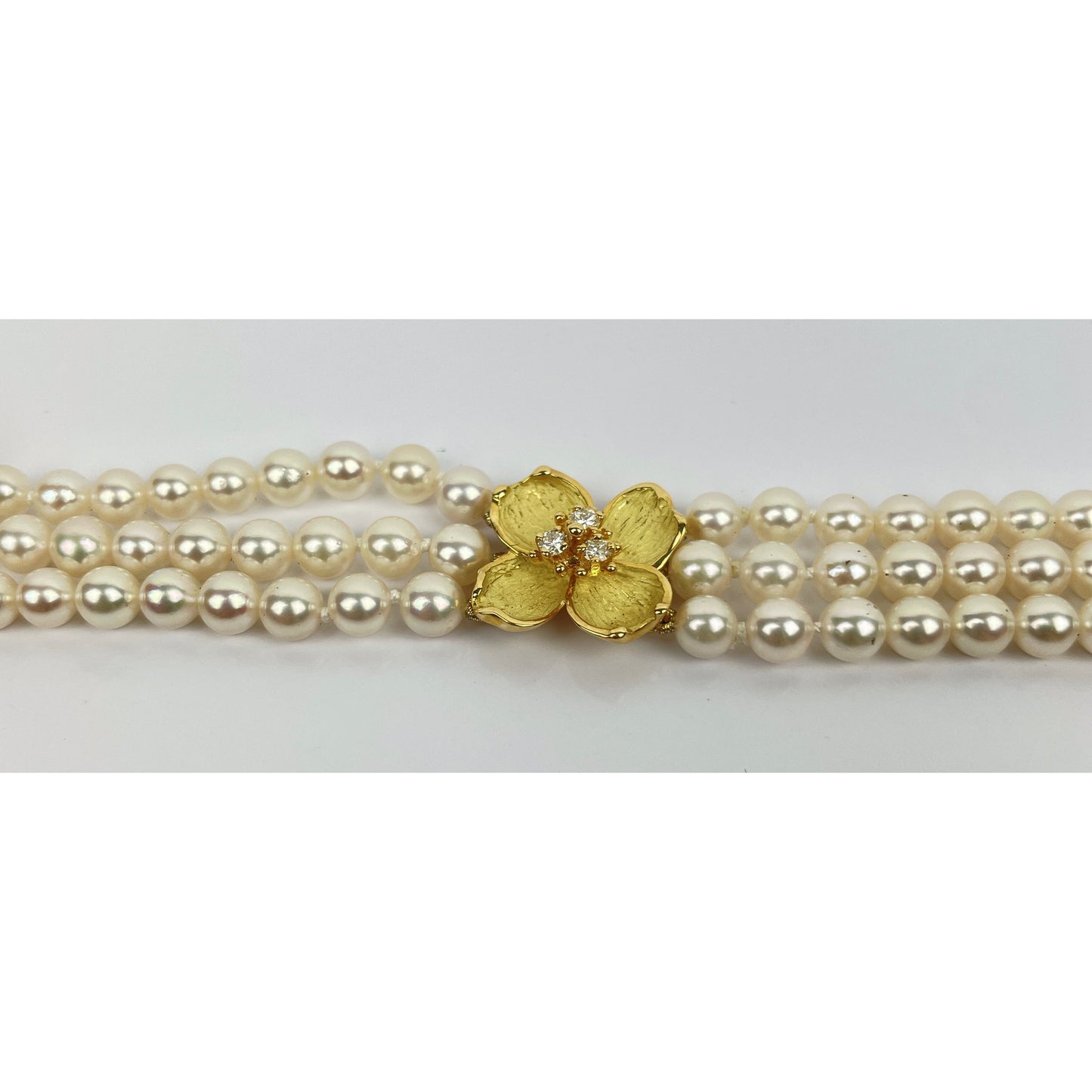 Tiffany & Co. Classic Collection 18k Gold Diamond Pearl Strand Bracelet