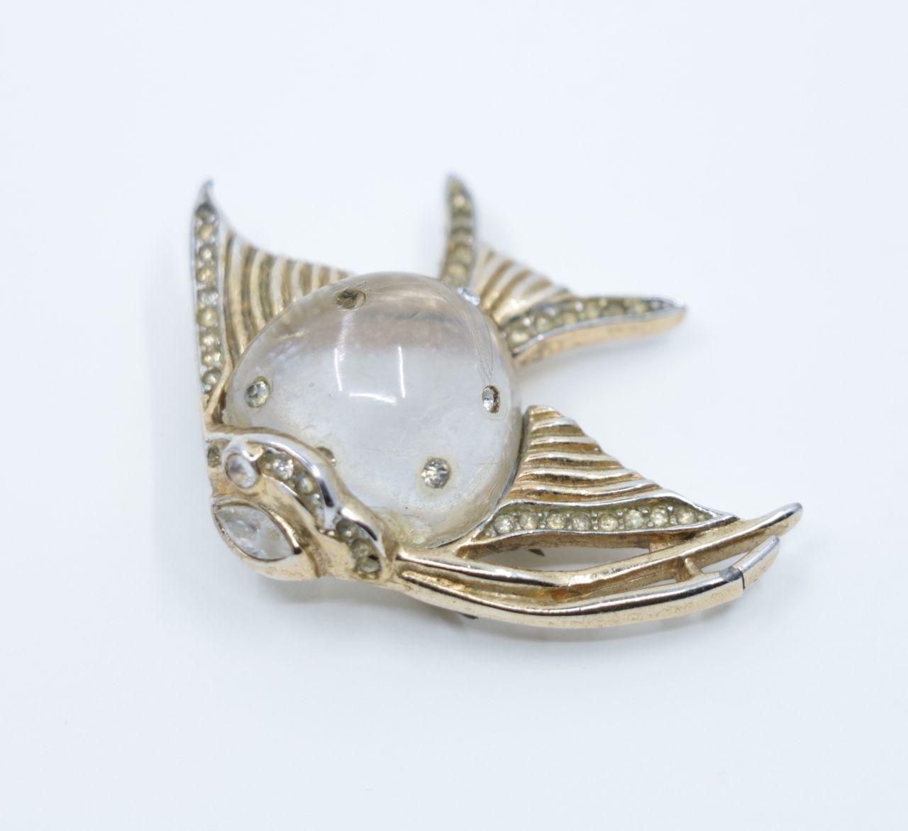 Vintage CORO TRIFARI Lucite Jelly Belly Fish Brooch
