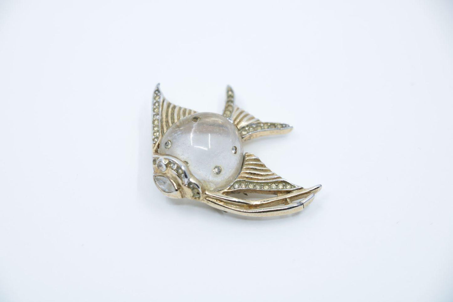 Vintage CORO TRIFARI Lucite Jelly Belly Fish Brooch