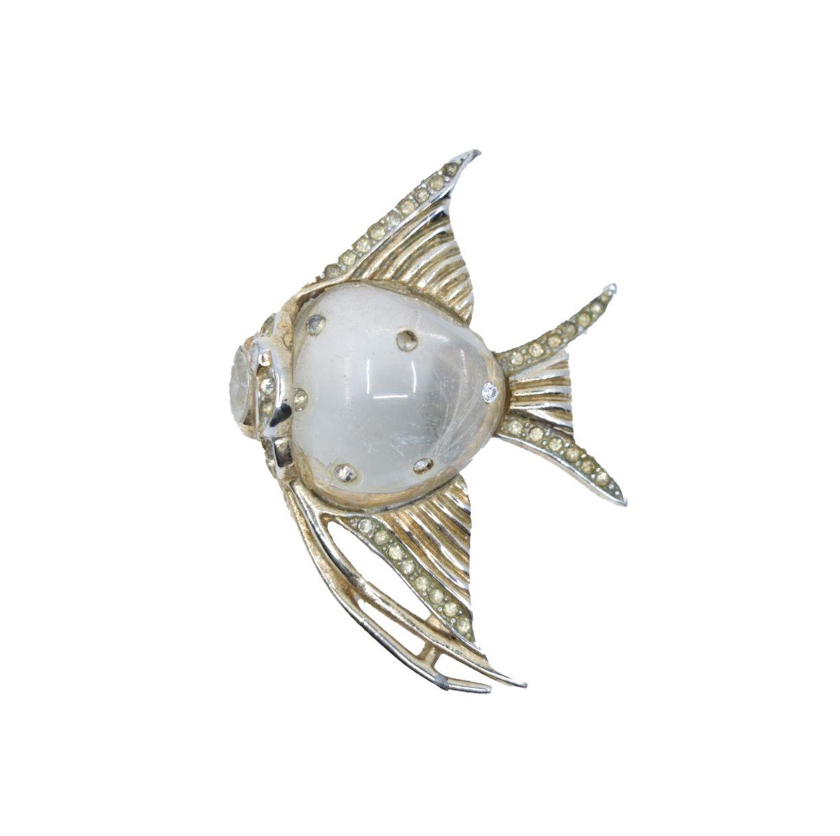 Vintage CORO TRIFARI Lucite Jelly Belly Fish Brooch