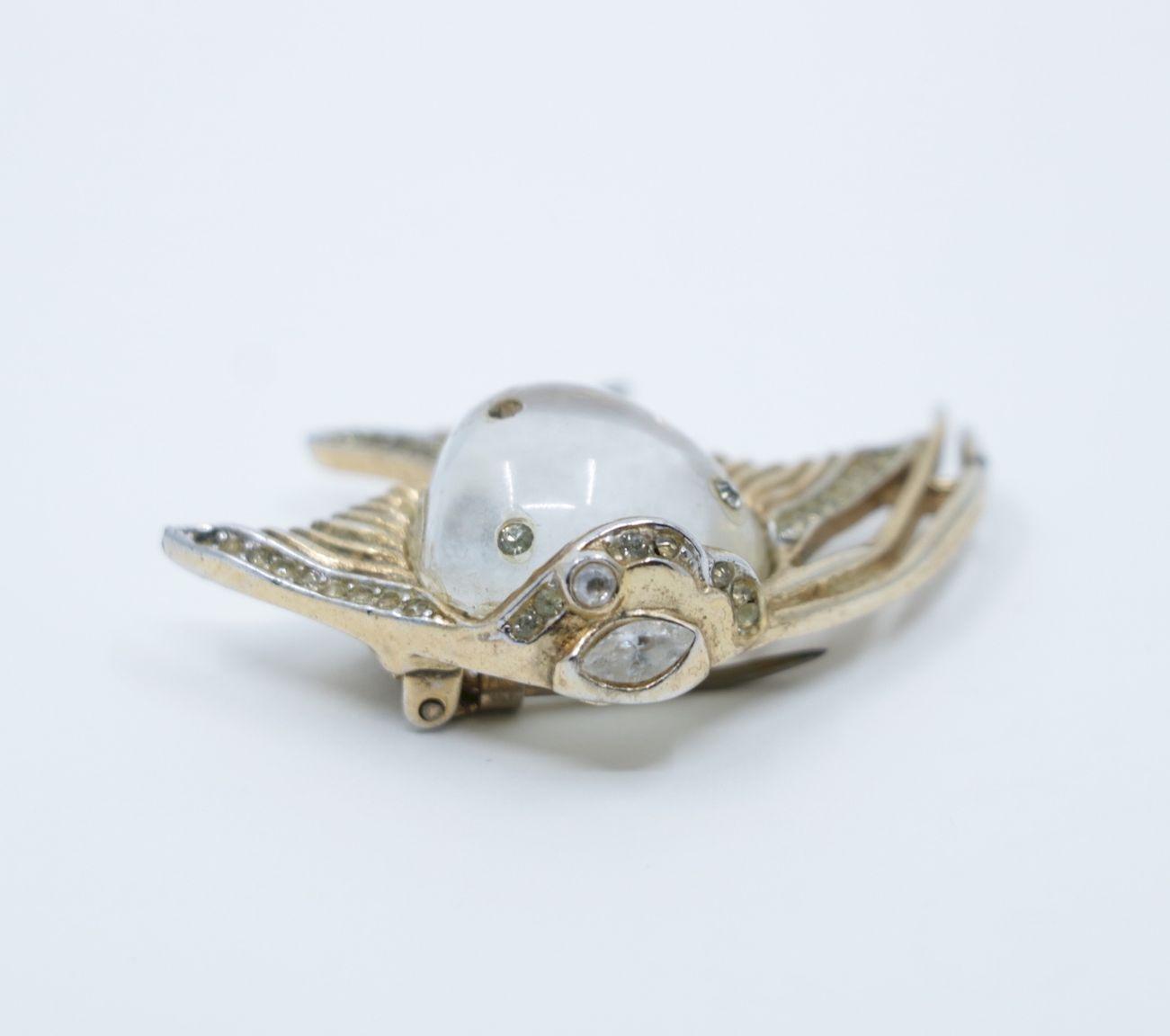 Vintage CORO TRIFARI Lucite Jelly Belly Fish Brooch