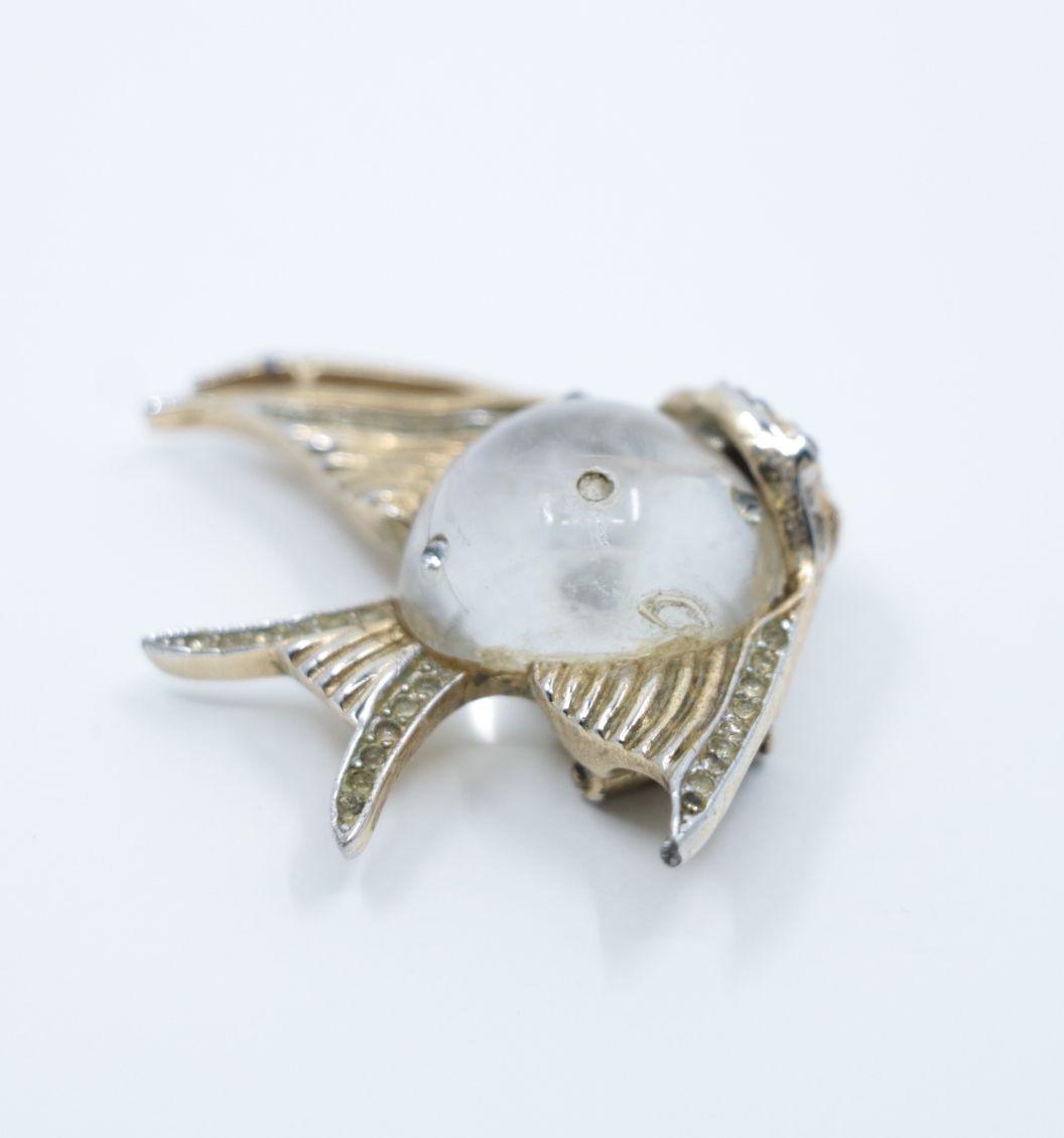 Vintage CORO TRIFARI Lucite Jelly Belly Fish Brooch