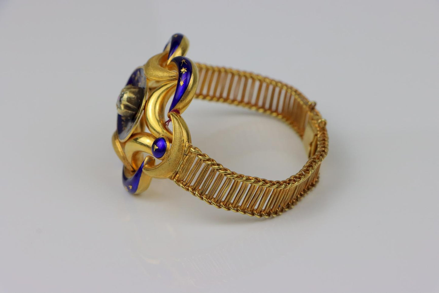 Antique 18K Gold Enamel Diamond Bracelet