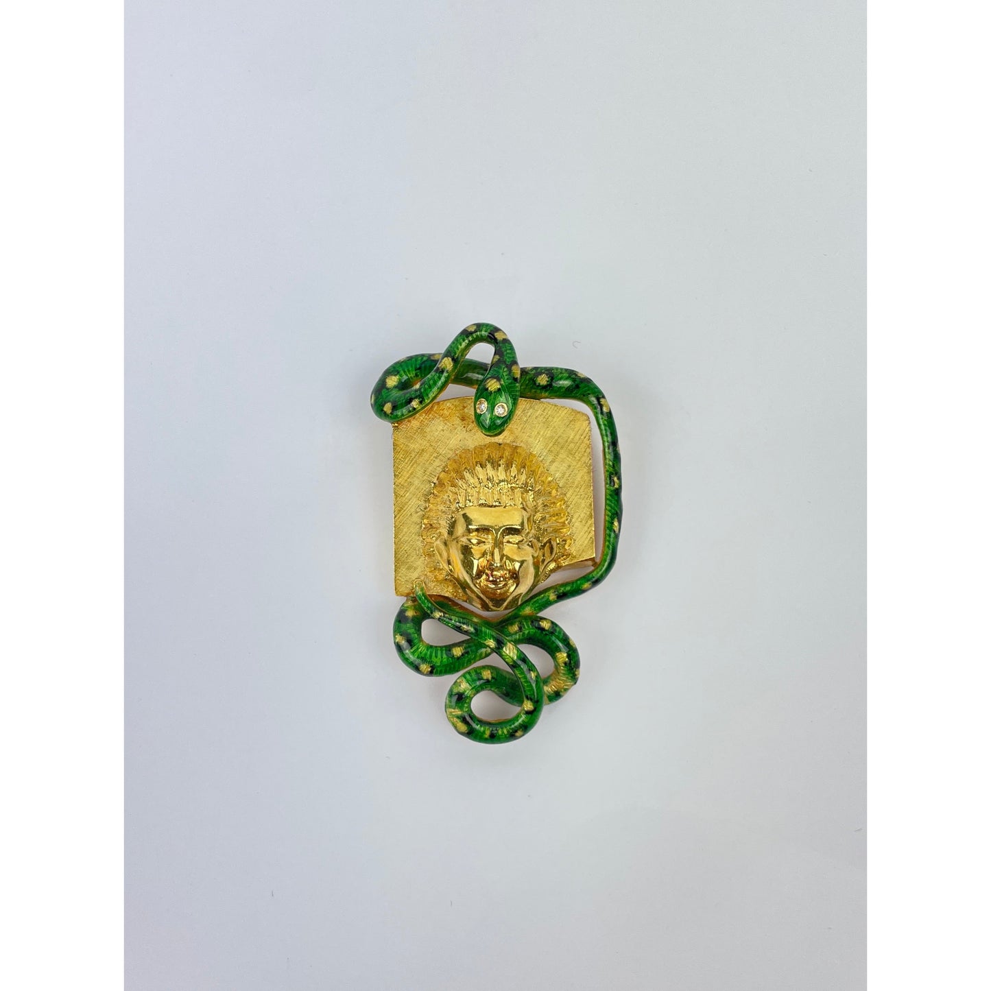 Vintage 18k Gold Enamel Snake Pendant