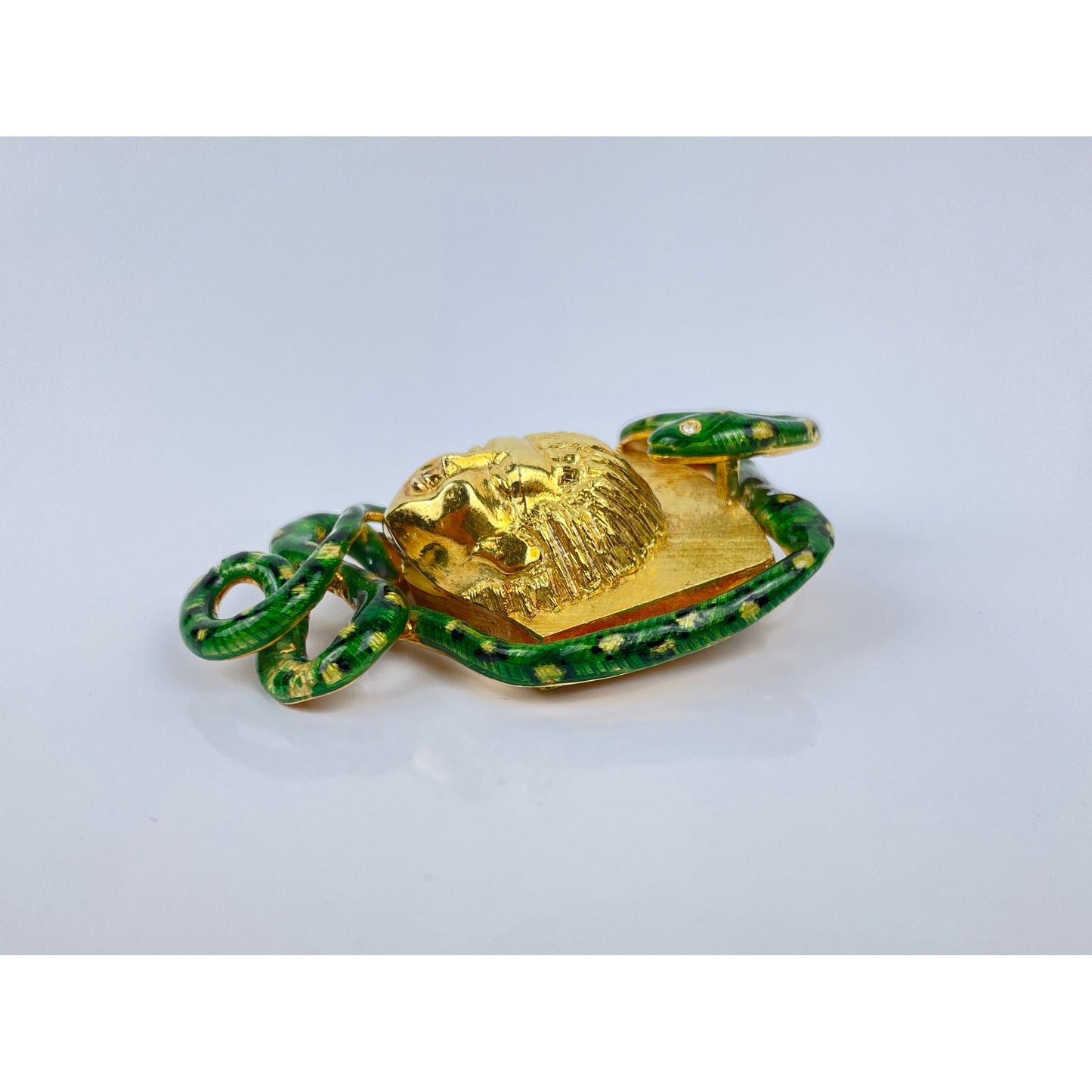 Vintage 18k Gold Enamel Snake Pendant