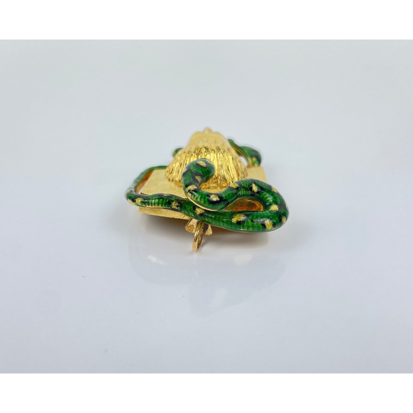 Vintage 18k Gold Enamel Snake Pendant