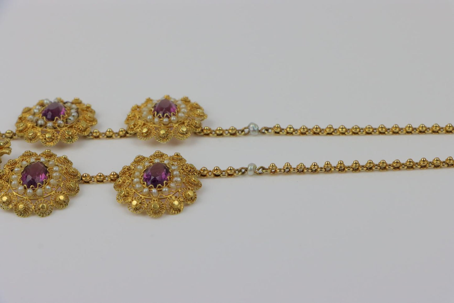 Antique 14K Gold Topaz Amethyst Necklace