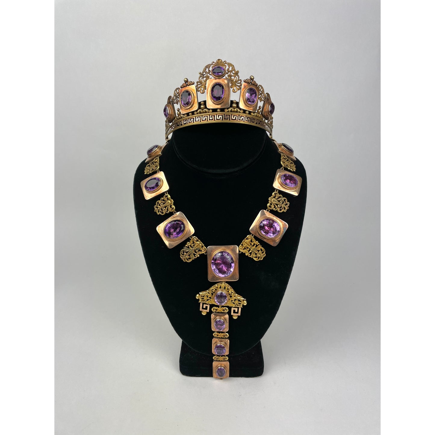 Victorian 22k Gold Amethyst Tiara & Necklace Set