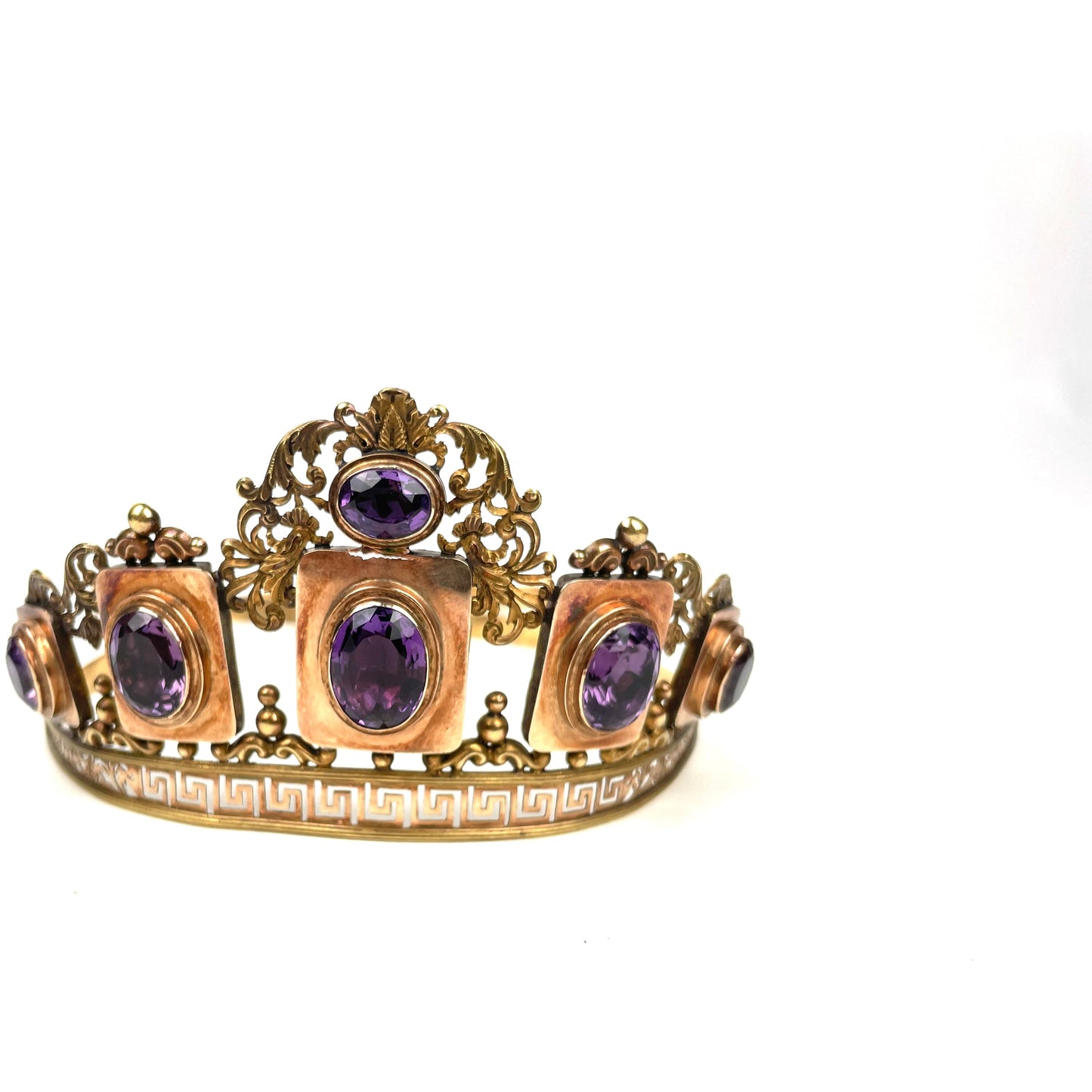 Victorian 22k Gold Amethyst Tiara & Necklace Set