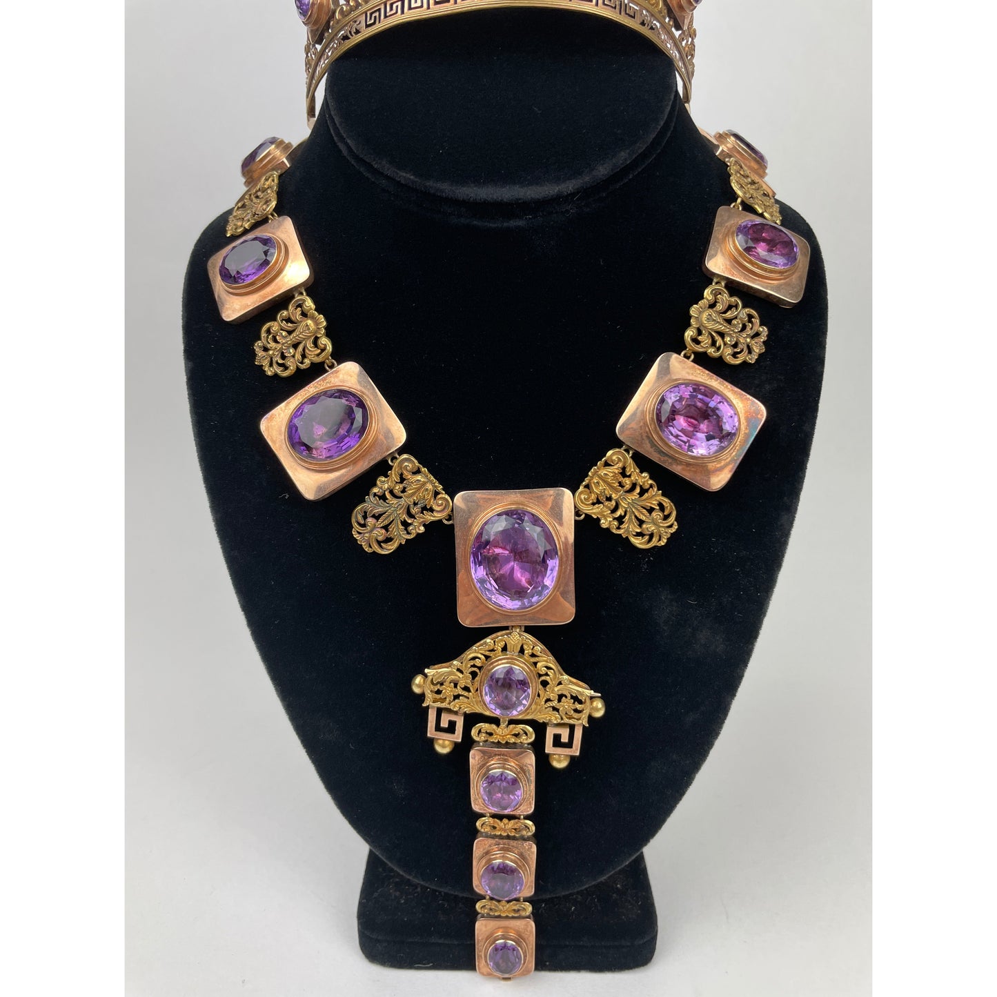 Victorian 22k Gold Amethyst Tiara & Necklace Set