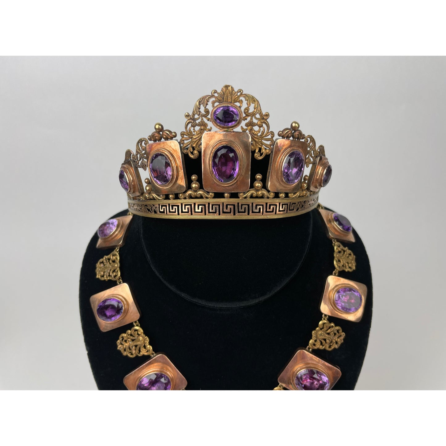 Victorian 22k Gold Amethyst Tiara & Necklace Set