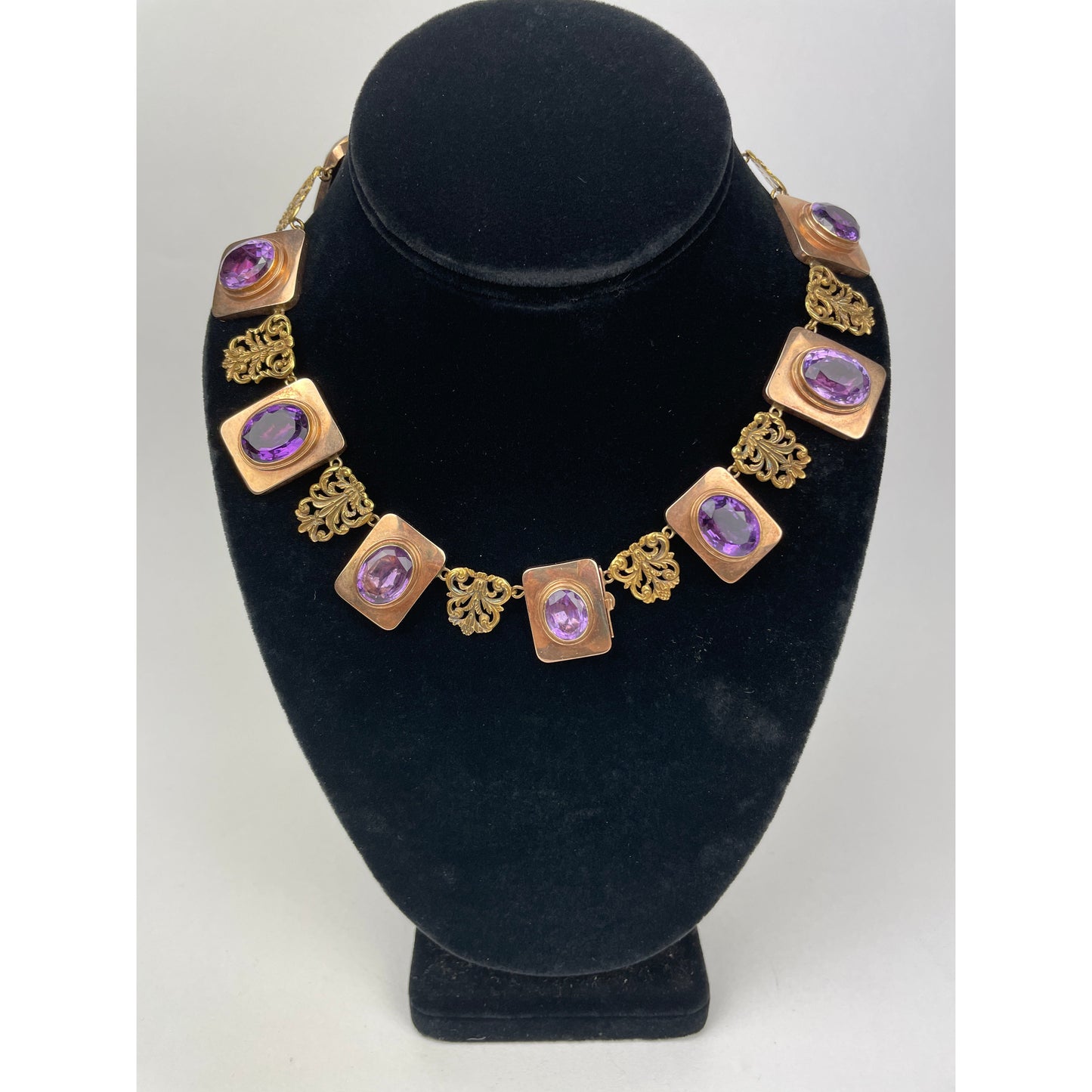 Victorian 22k Gold Amethyst Tiara & Necklace Set