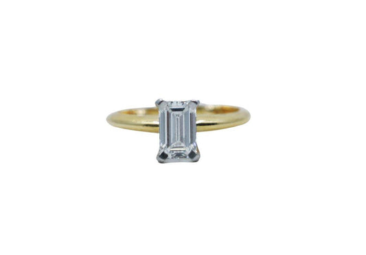 GIA certified 18K Gold & Platinum 1.10 Carat Diamond Ring