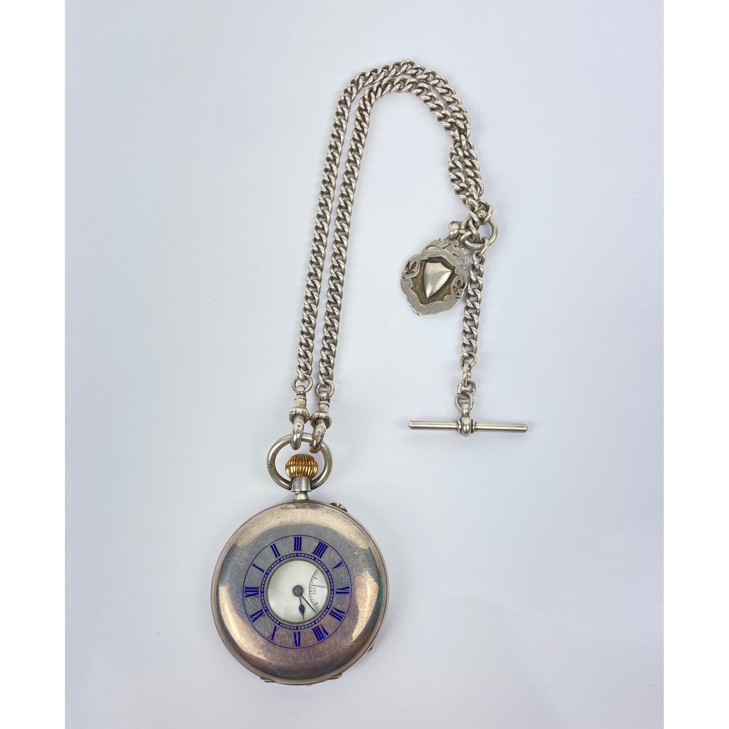 Victorian Hallmarked Silver Pocket Watch & Albert Chain