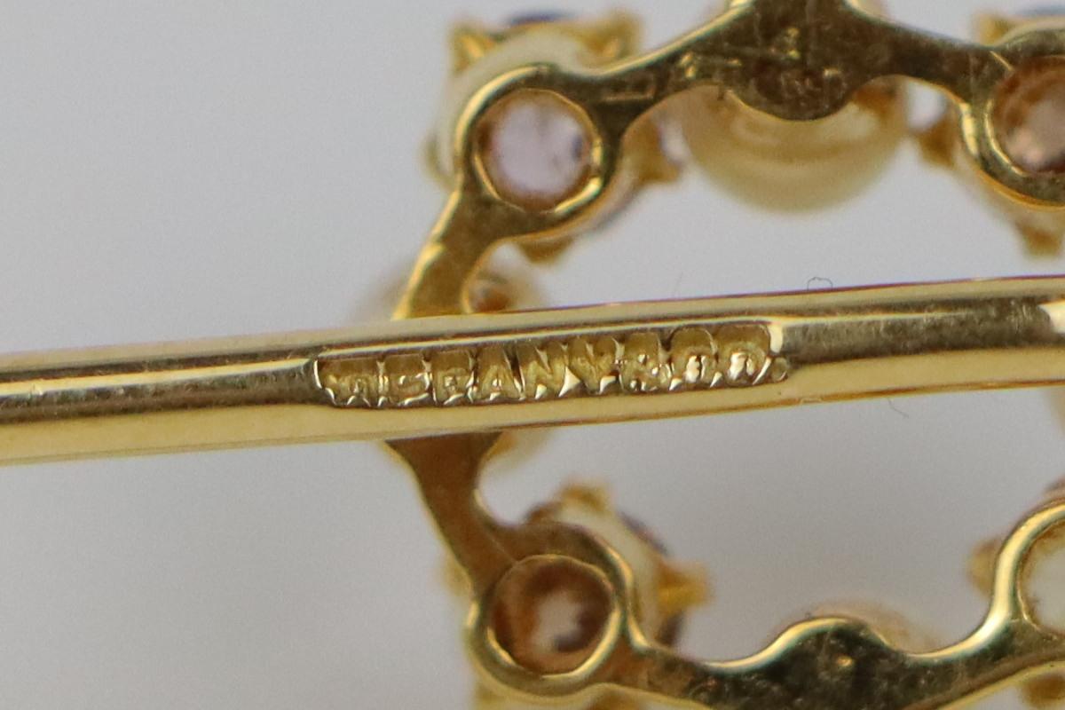 Antique Tiffany & Co 14K Gold GIA Certified Fancy Pink Diamond Pearl Stick Pin