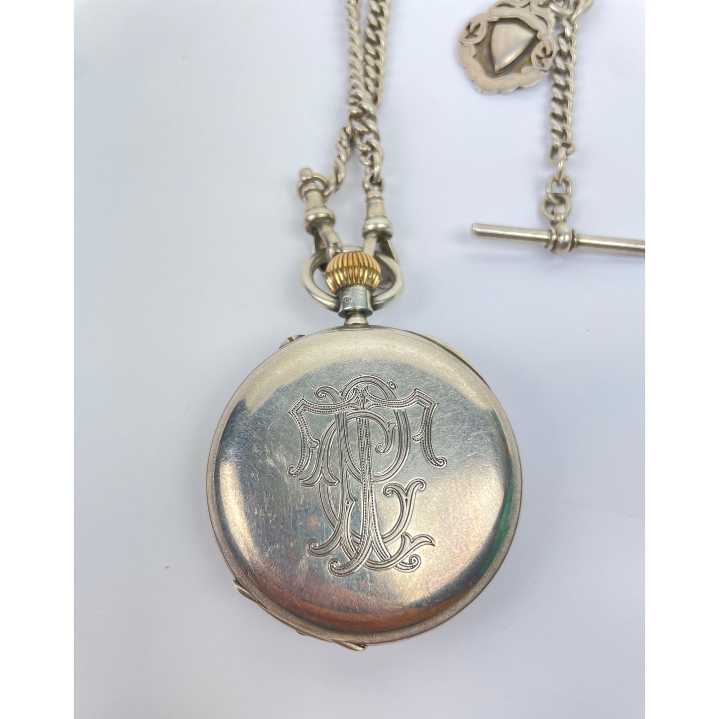 Victorian Hallmarked Silver Pocket Watch & Albert Chain